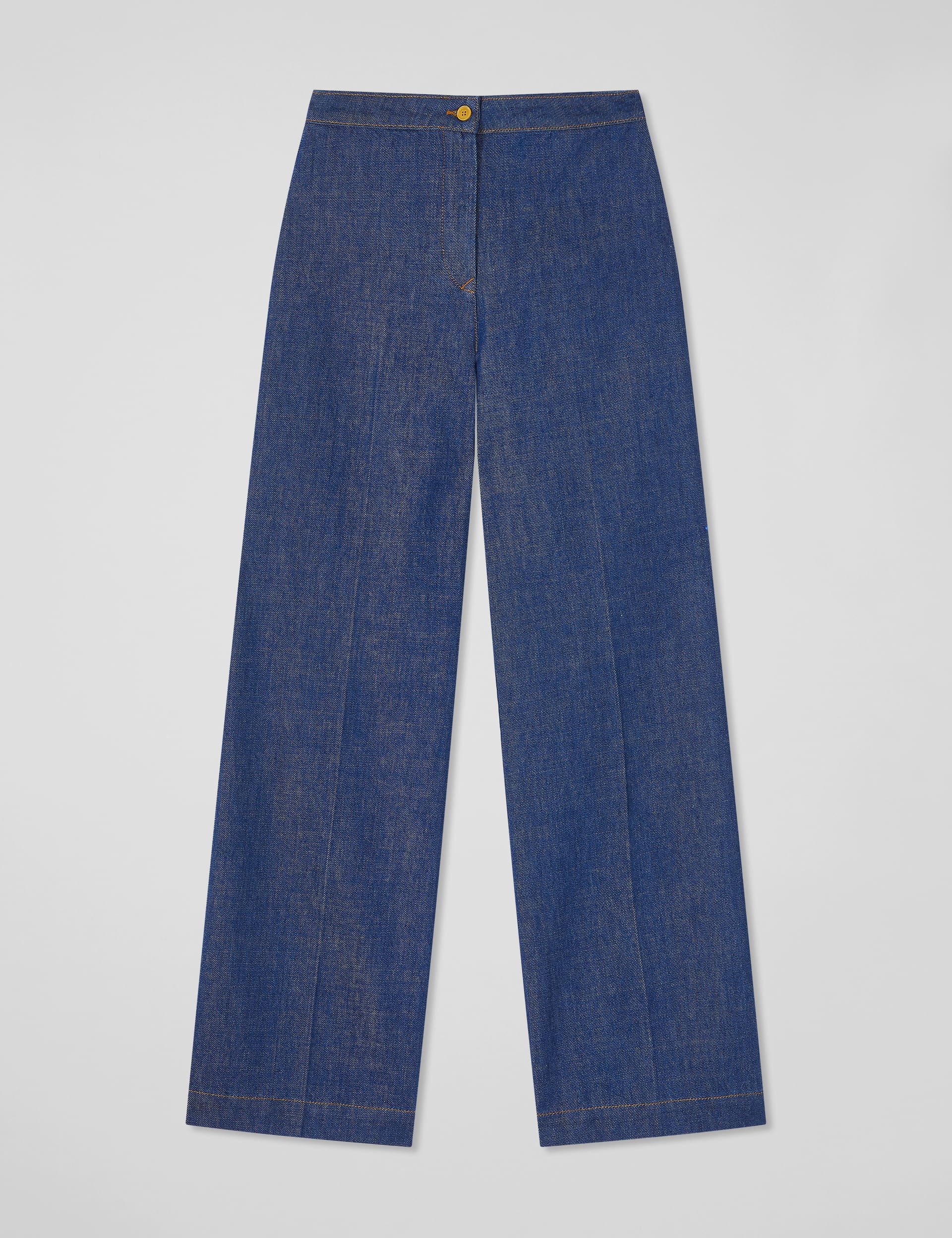 Lk Bennett Women's Denim Wide Leg Trousers - 20 - Blue, Blue