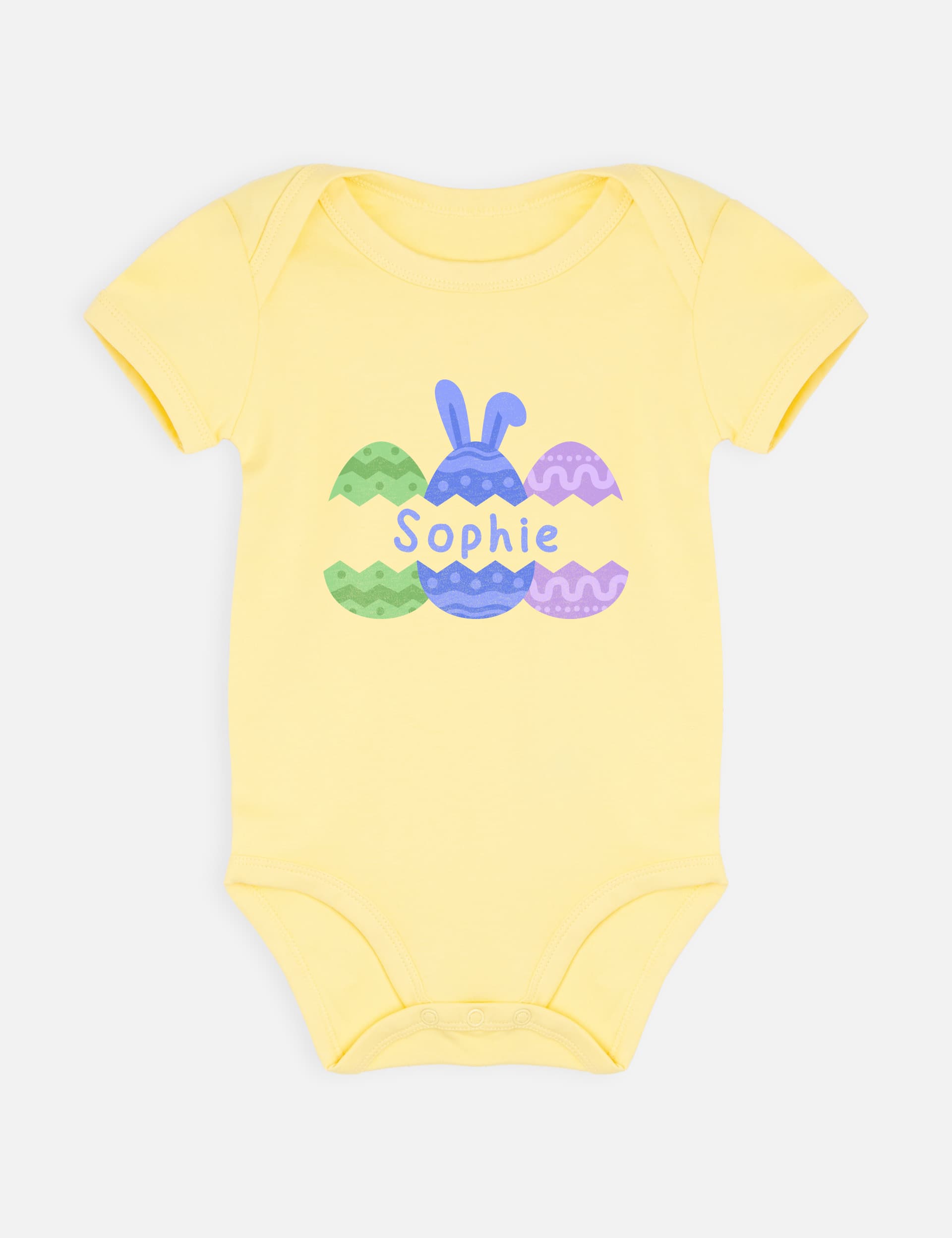 Dollymix Personalised Easter Egg Bodysuit (0-18 Mths) - 3-6 M - Yellow Mix, Yellow Mix