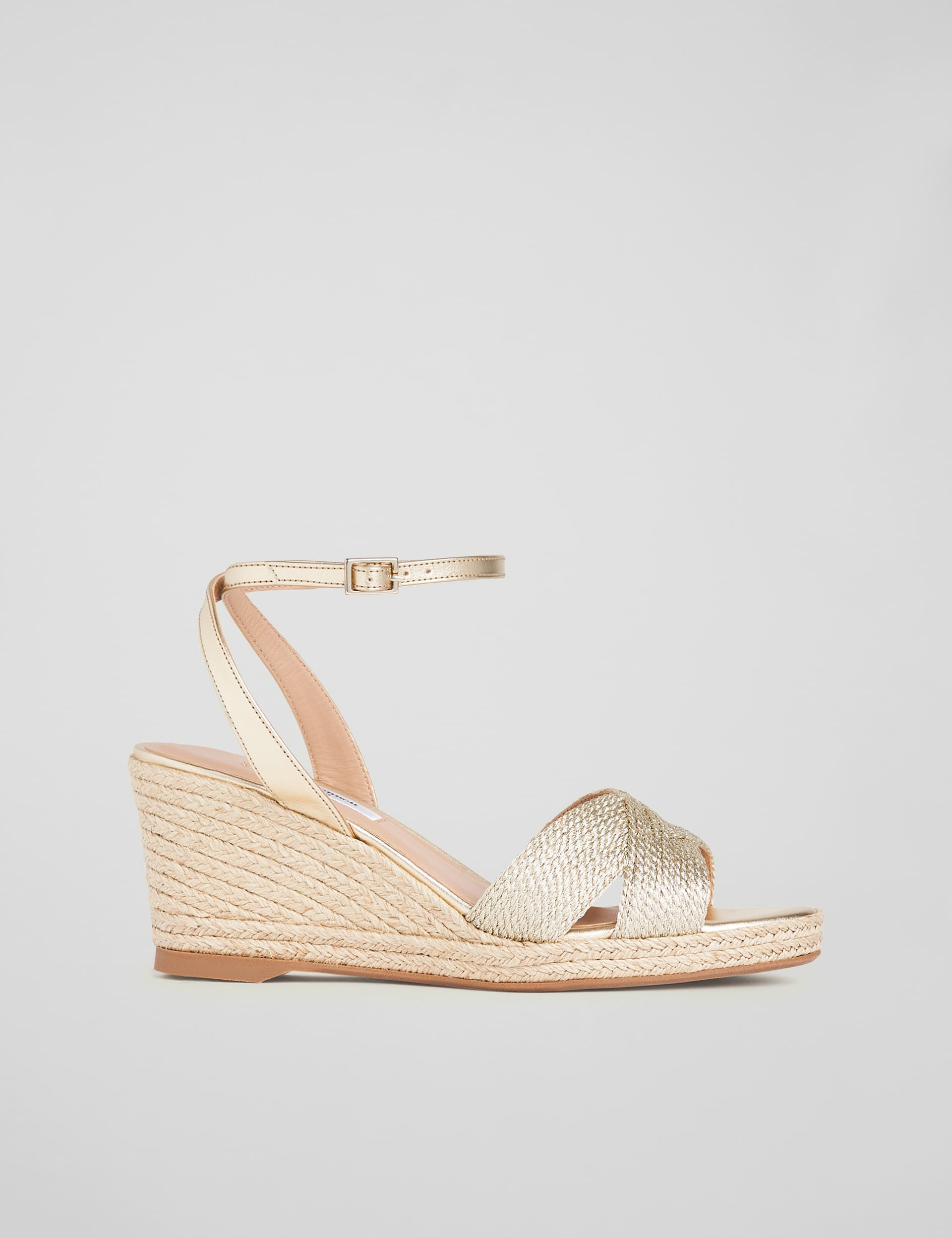 Lk Bennett Women's Metallic Ankle Strap Wedge Sandals