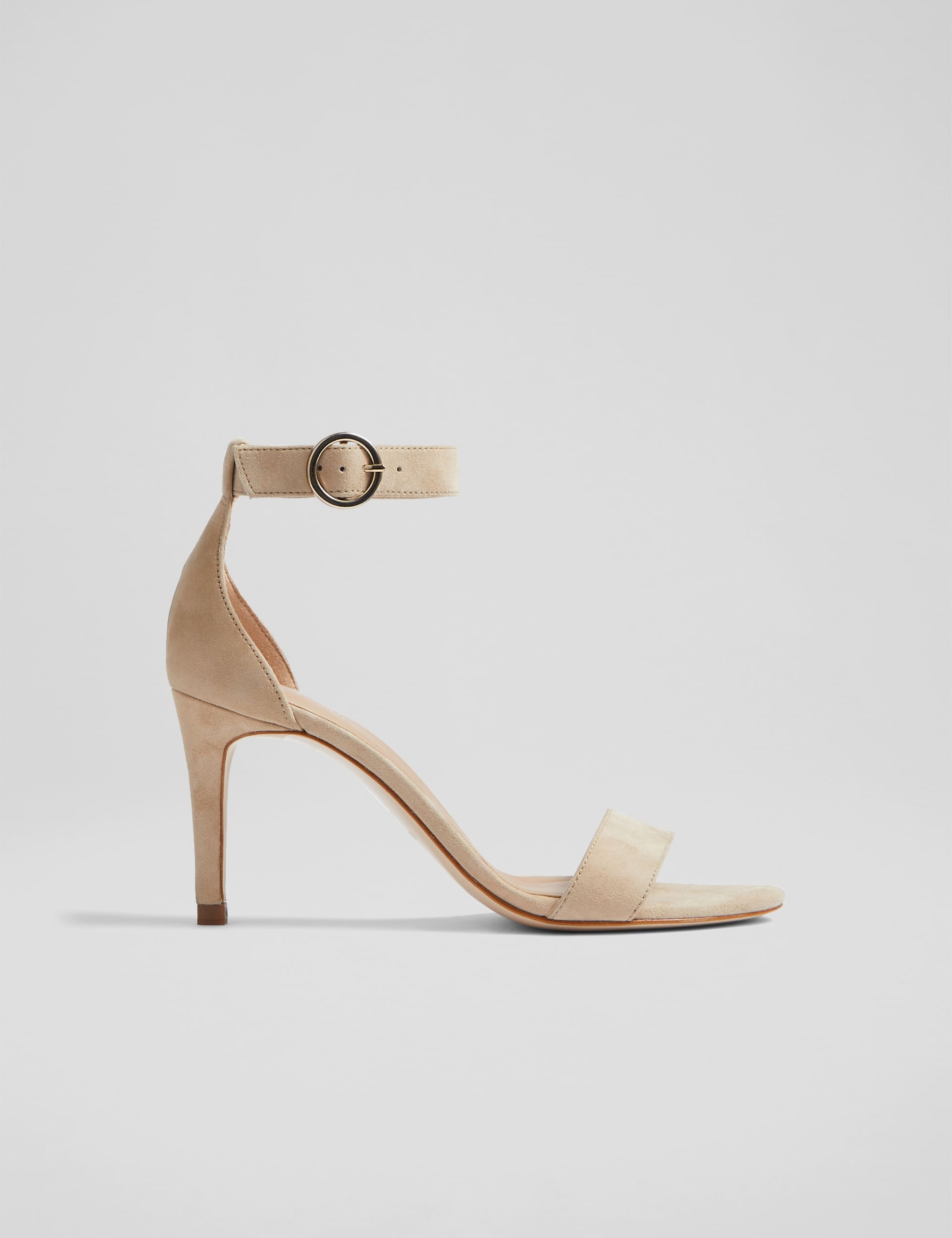 Lk Bennett Women's Suede Buckle Ankle Strap Stiletto Heel Sandals - 5 - Beige, Beige