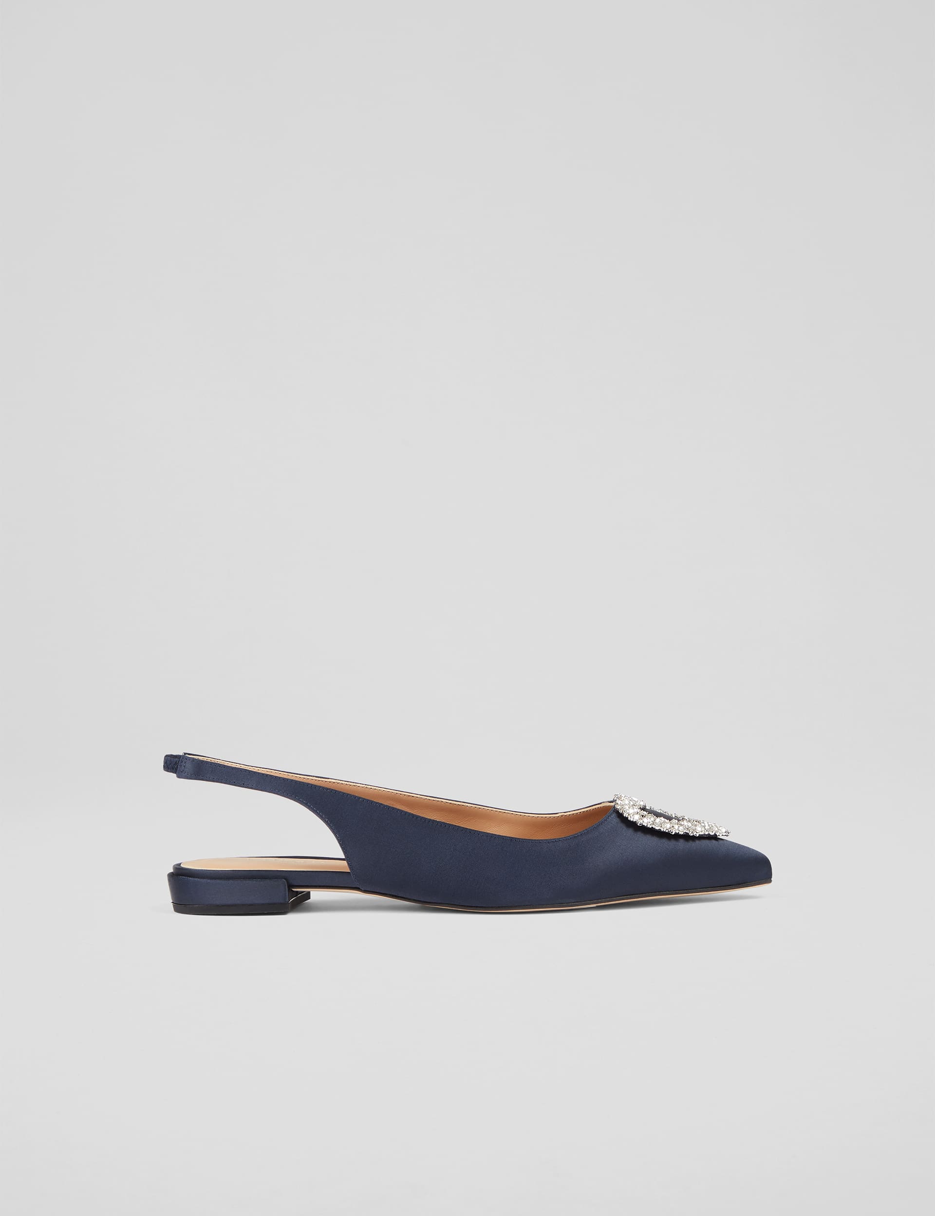 Lk Bennett Women's Satin Sparkle Flat Slingback Shoes