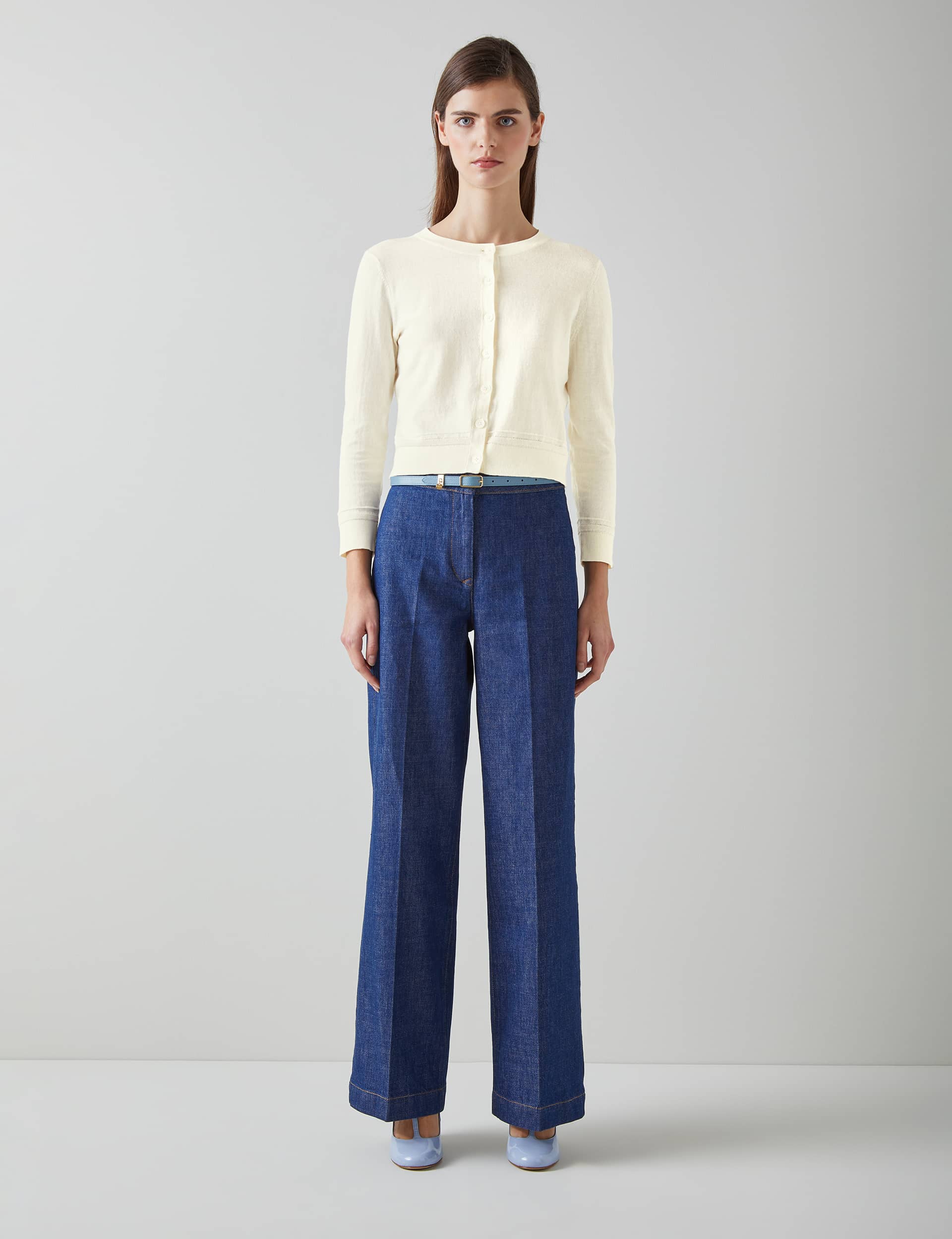 Lk Bennett Women's Cotton Rich Crew Neck Button Front Cardigan