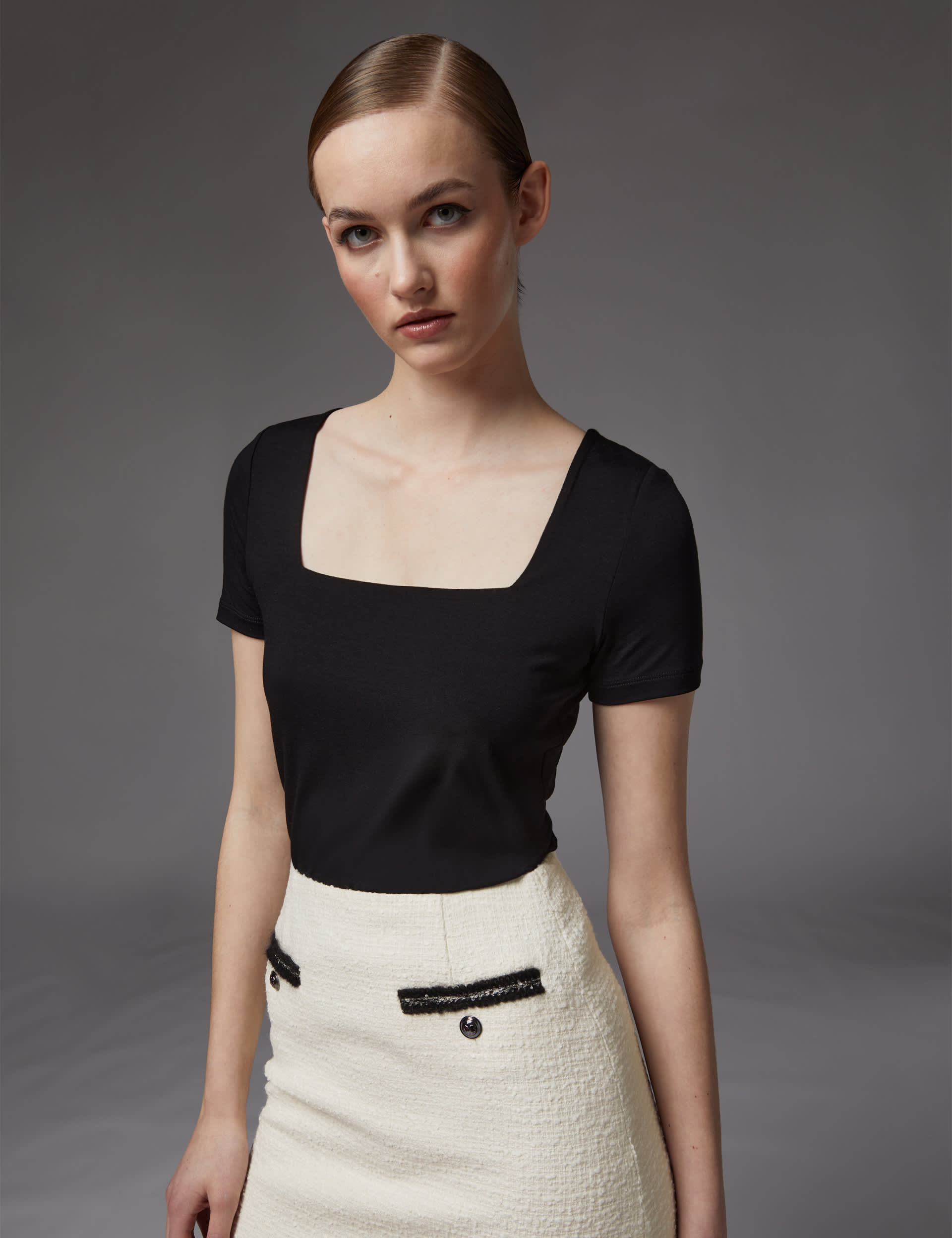 Lk Bennett Women's Jersey Square Neck T-Shirt