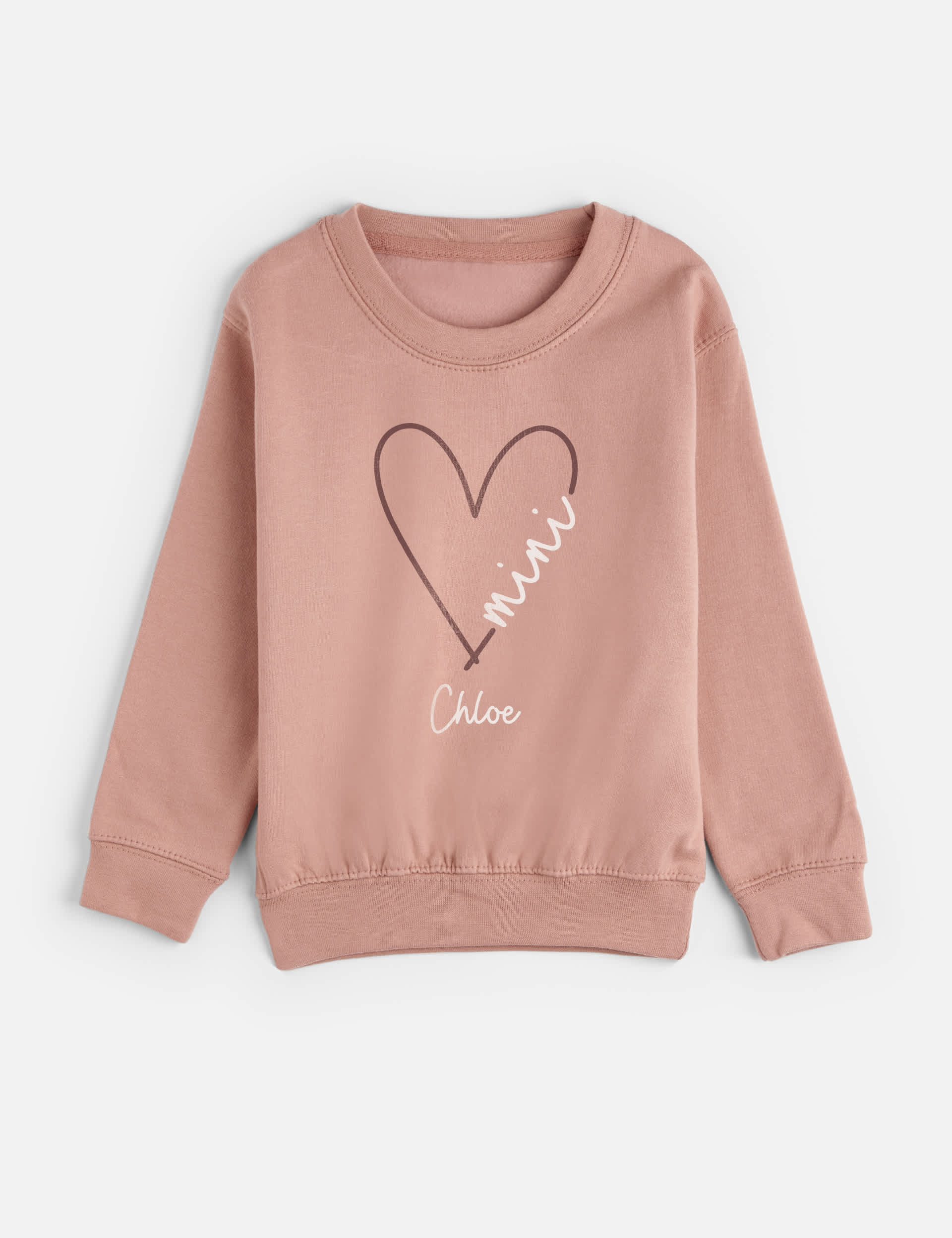 Dollymix Personalised Kids Heart Mini Sweatshirt (1-11 Yrs) - 3-4 Y - Pink Mix, Pink Mix