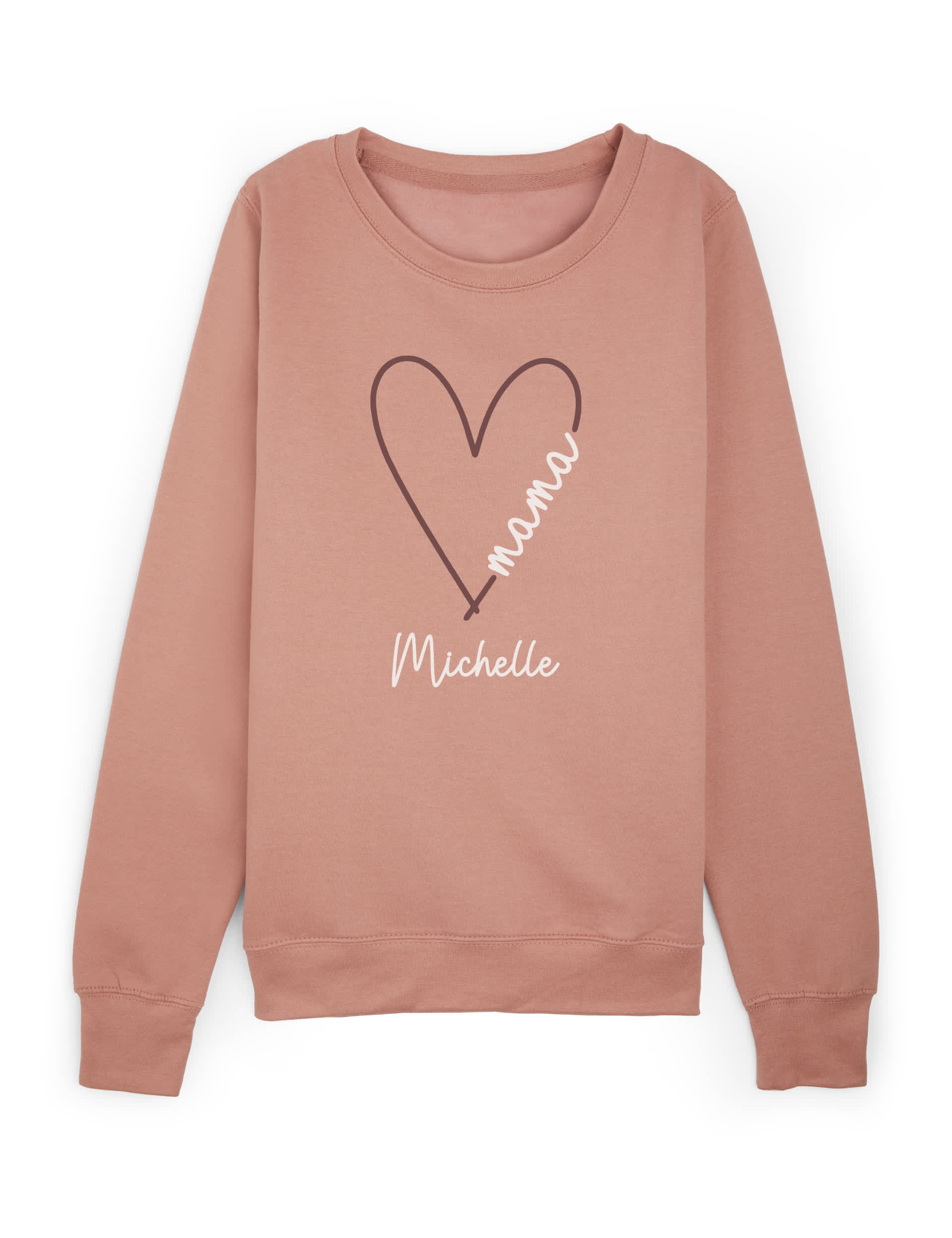 Dollymix Personalised Ladies Mama Heart Sweatshirt - XL - Pink Mix, Pink Mix