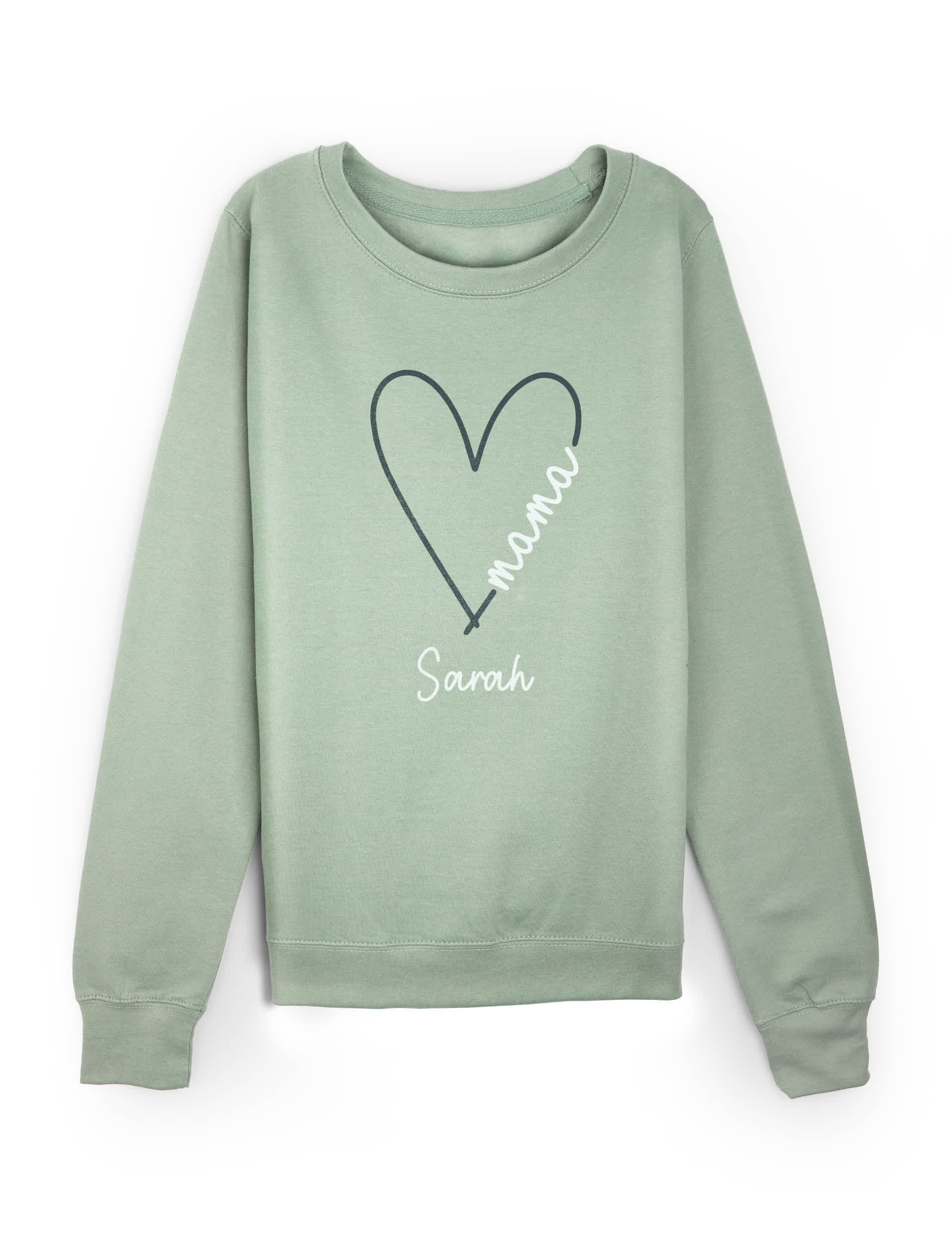 Dollymix Personalised Ladies Mama Heart Sweatshirt - XL - Green Mix, Green Mix