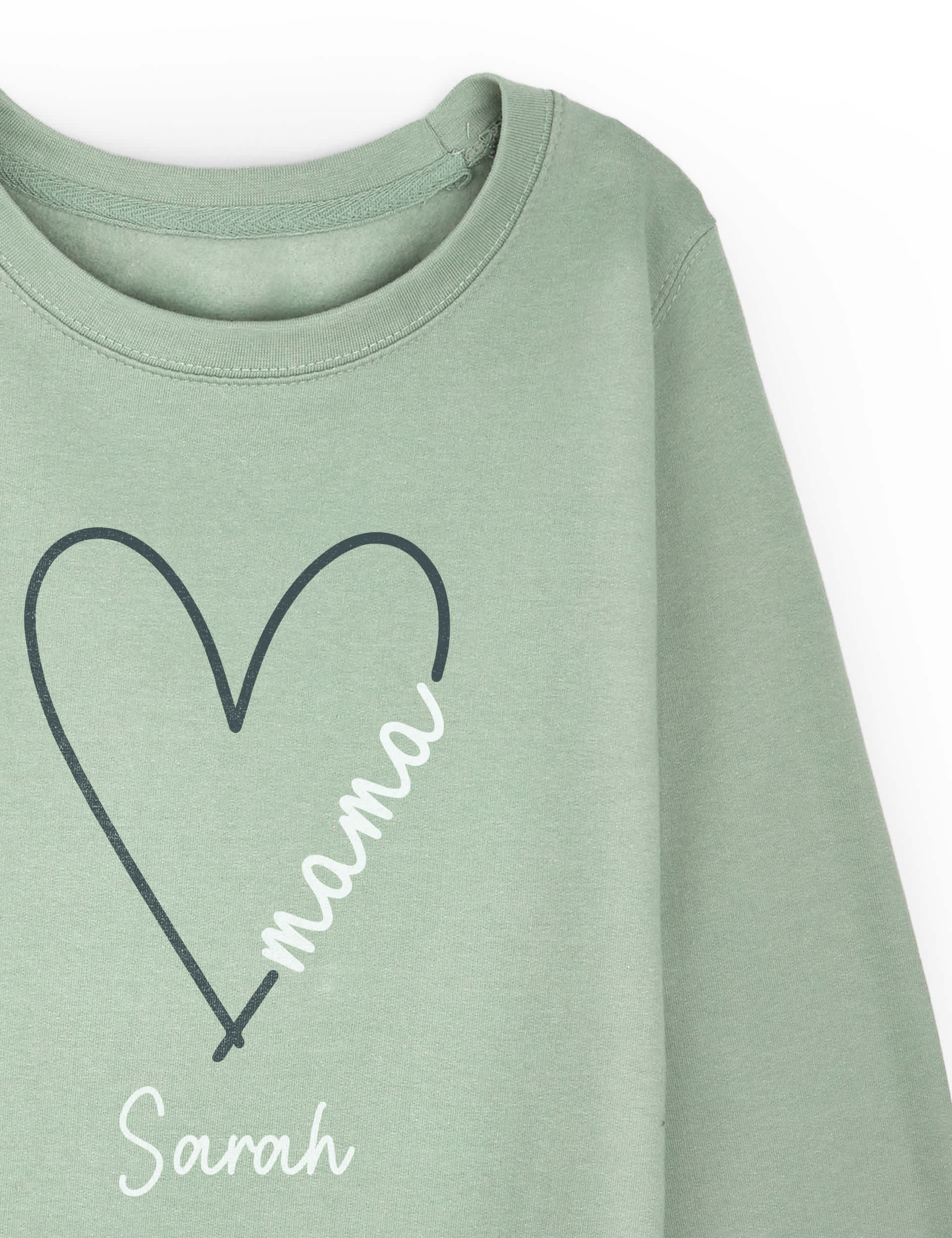 Dollymix Personalised Ladies Mama Heart Sweatshirt - XS - Green Mix, Green Mix