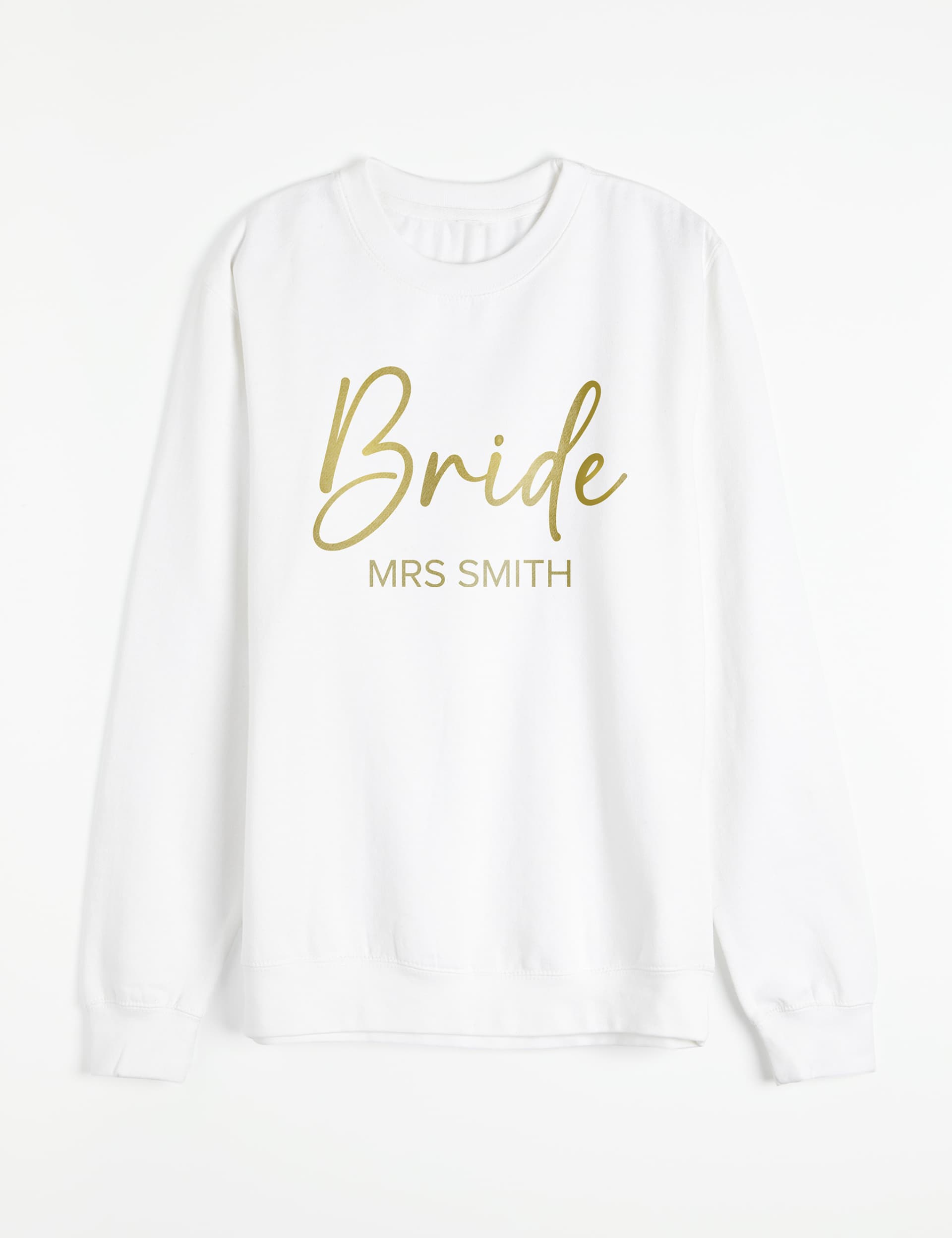 Dollymix Women's Personalised Bride Sweatshirt - White, White