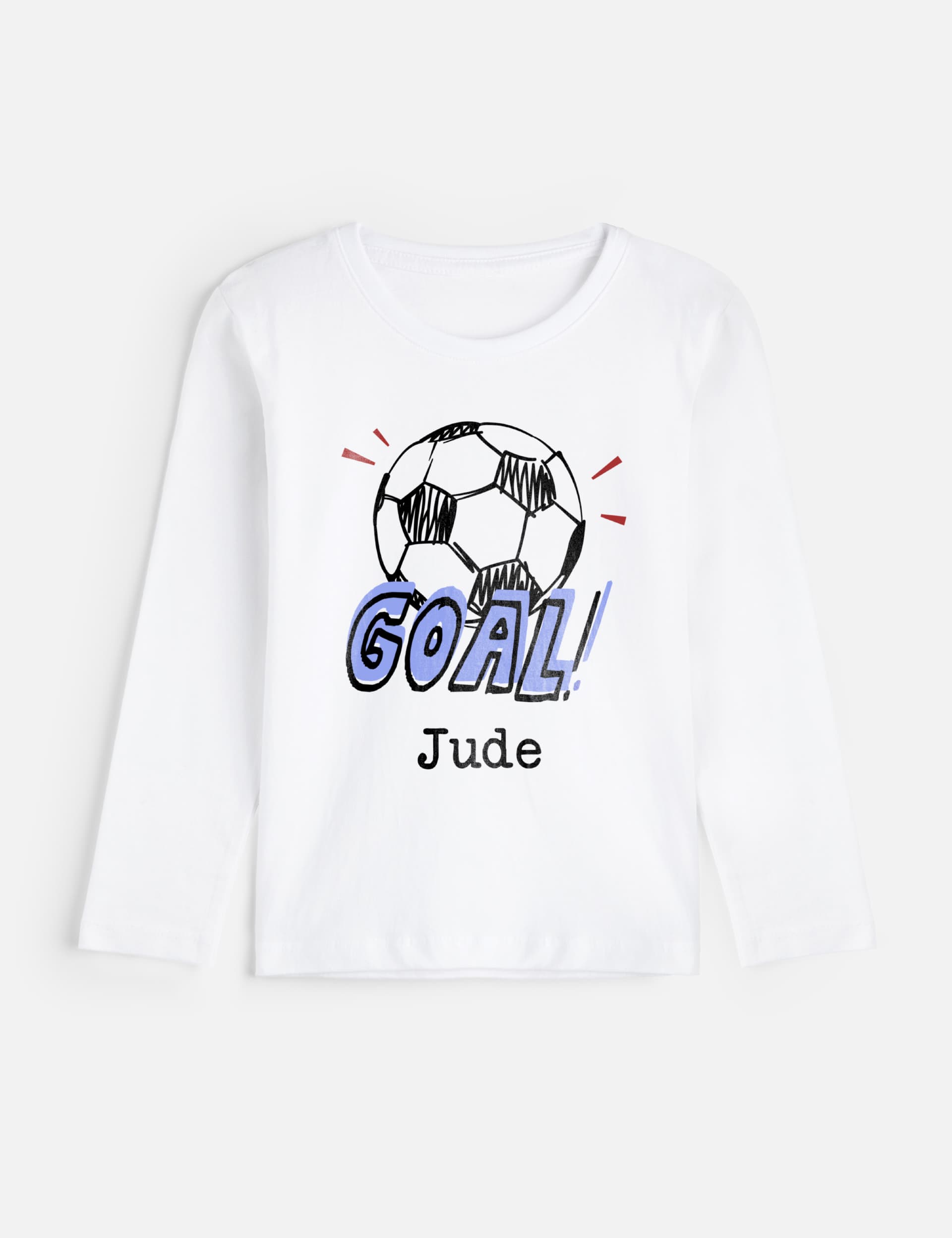 Dollymix Personalised Kids Goal T Shirt (3-12 Yrs) - 9-10Y - White, White