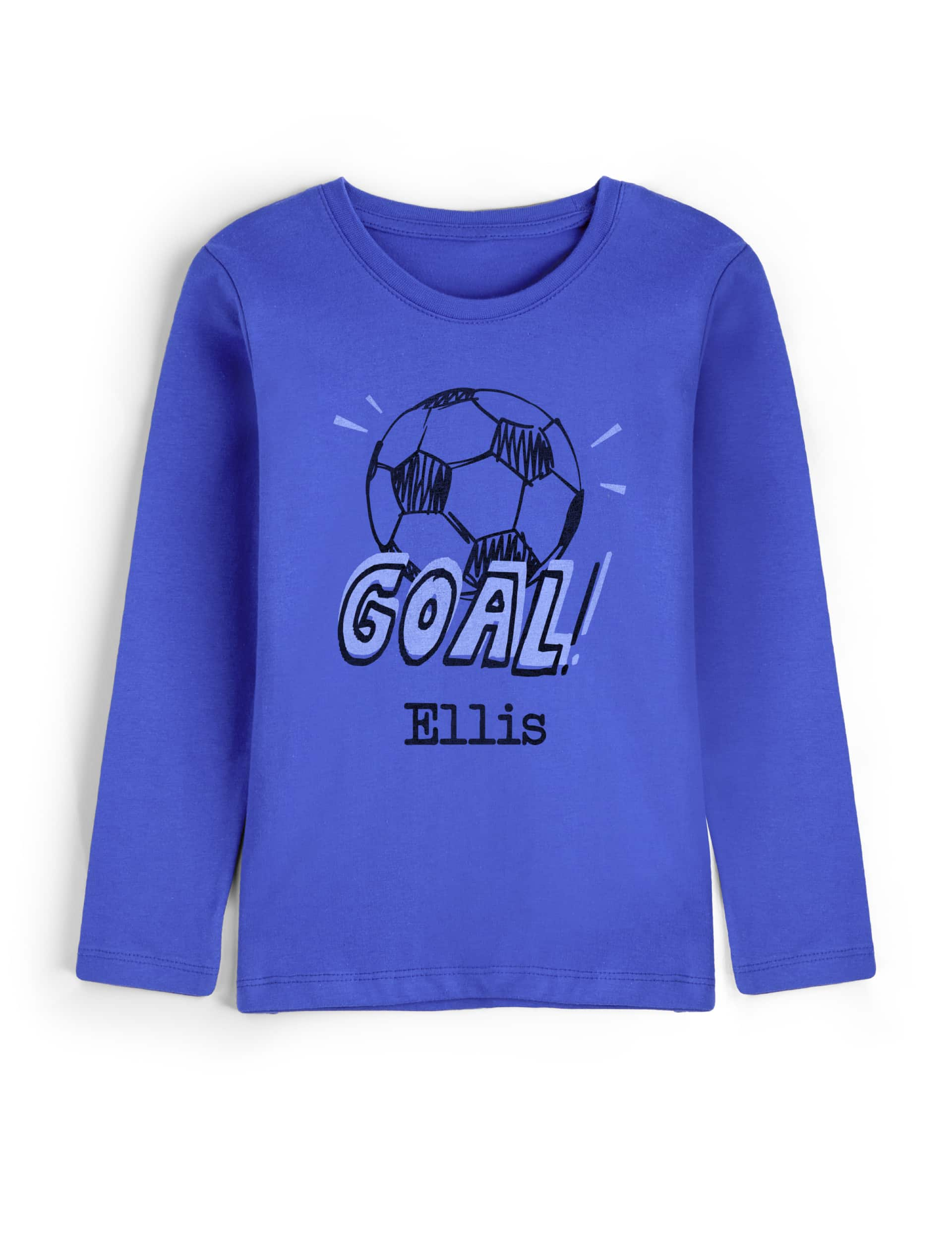 Dollymix Personalised Kids Goal T Shirt (5-12 Yrs) - 3-4 Y - Blue, Blue