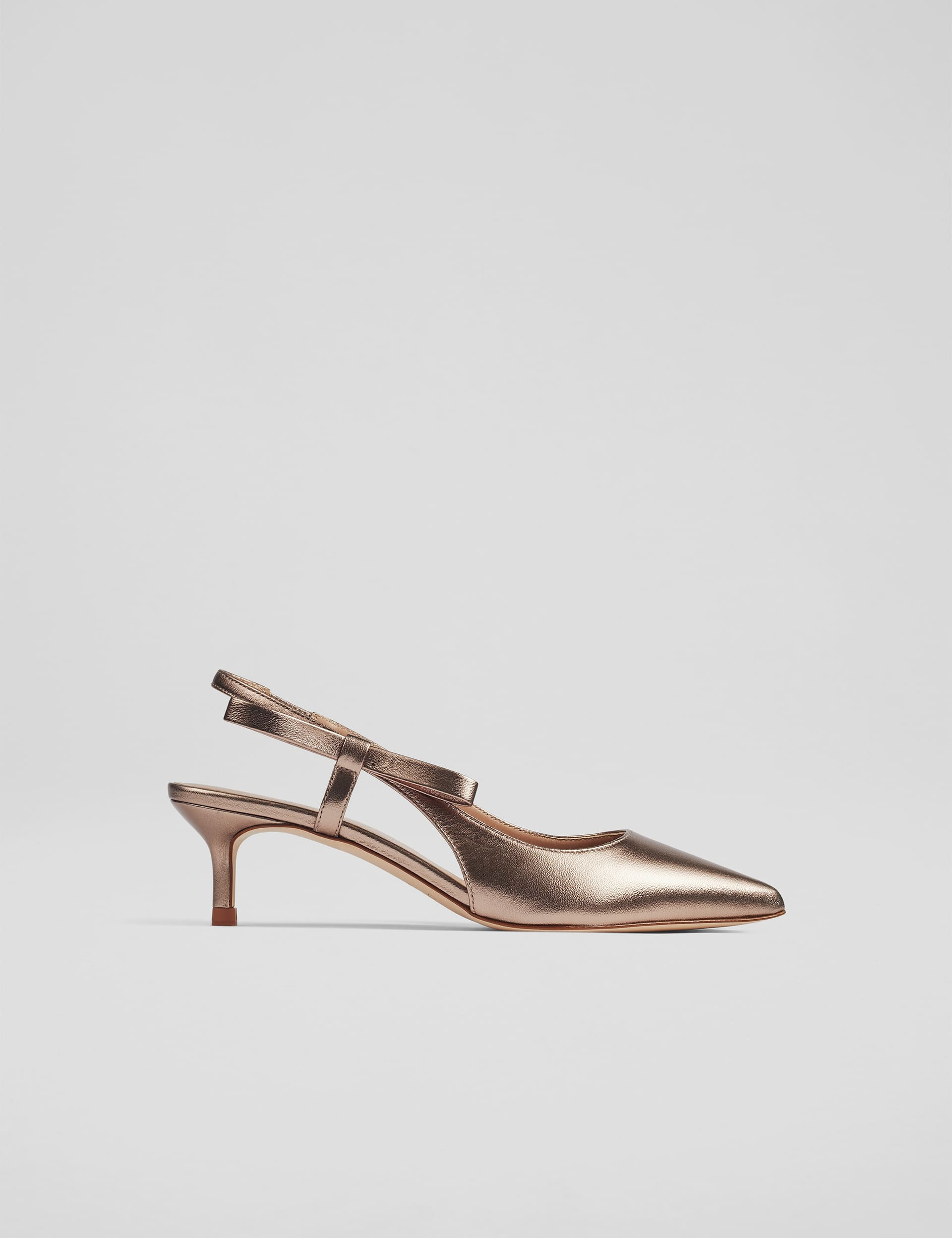 Lk Bennett Women's Leather Metallic Kitten Heel Slingback Shoes