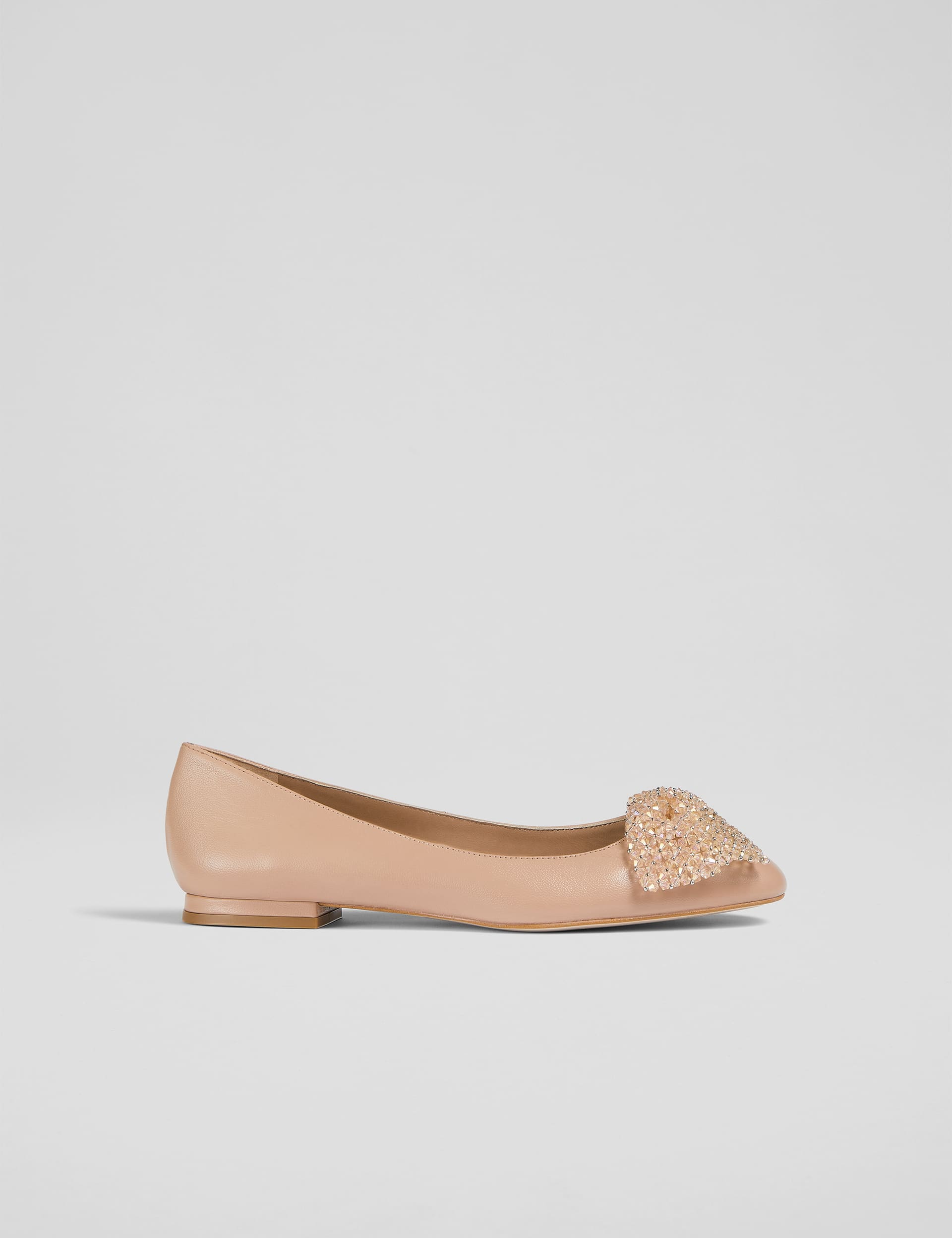 Lk Bennett Women's Leather Sparkle Bow Ballet Pumps