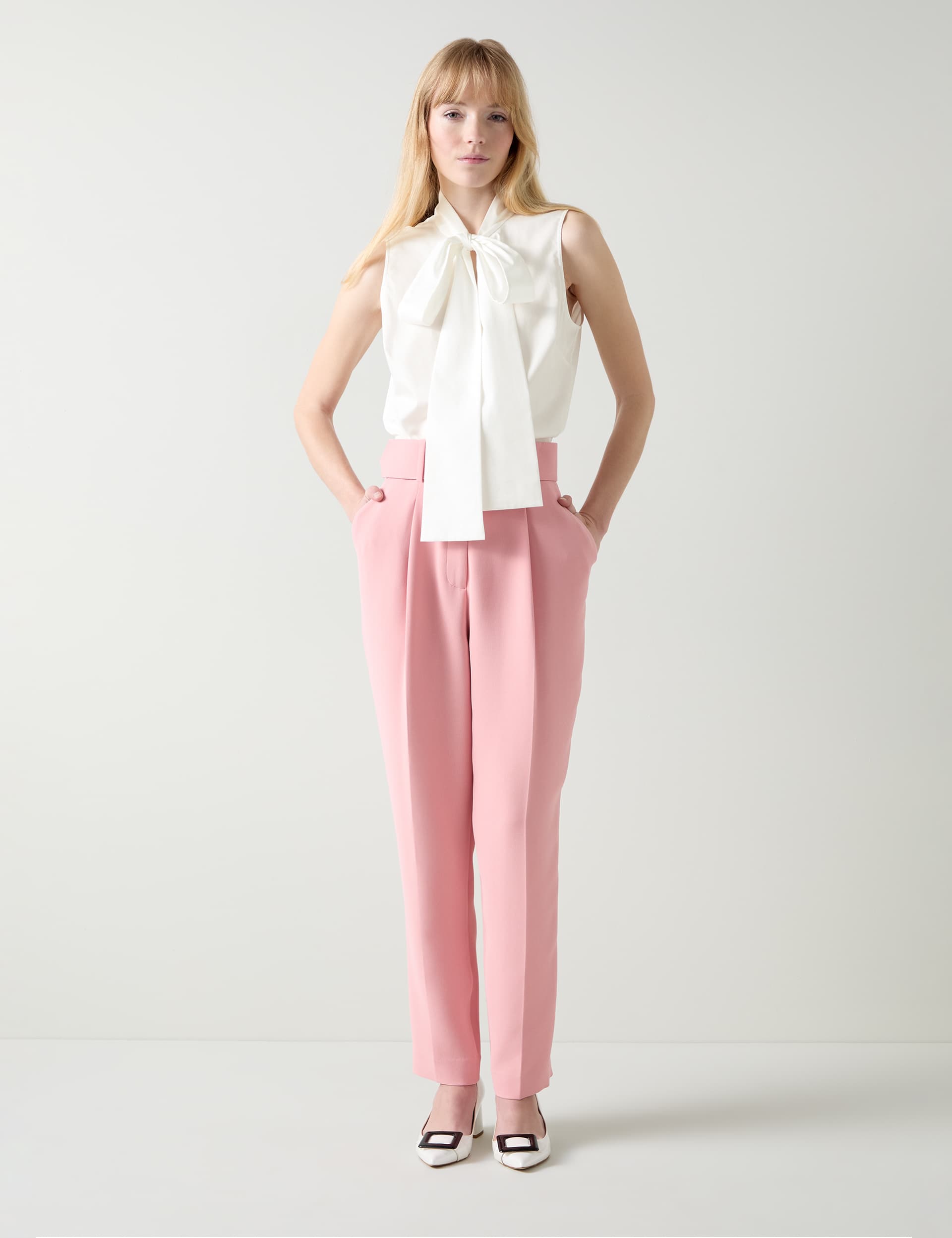 Lk Bennett Women's Pure Cotton Tie Neck Blouse