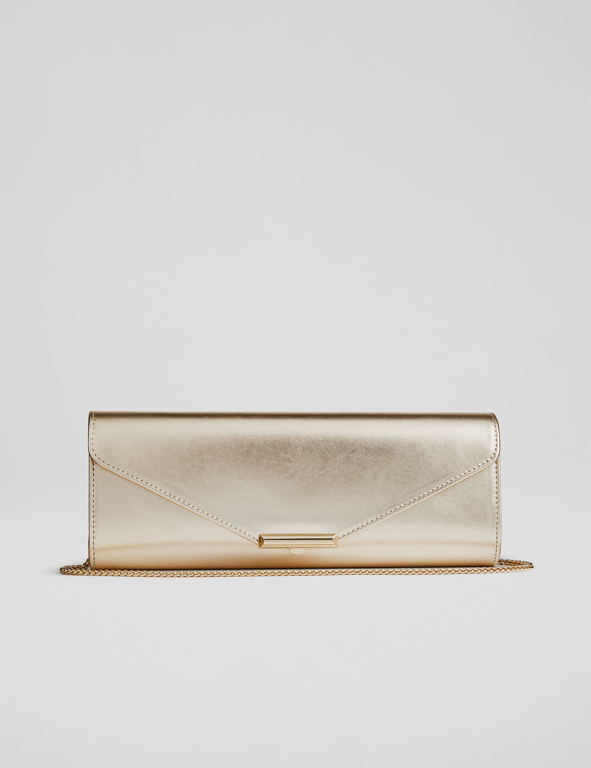 Lk Bennett Women's Leather Metallic Clutch Bag - Gold, Gold