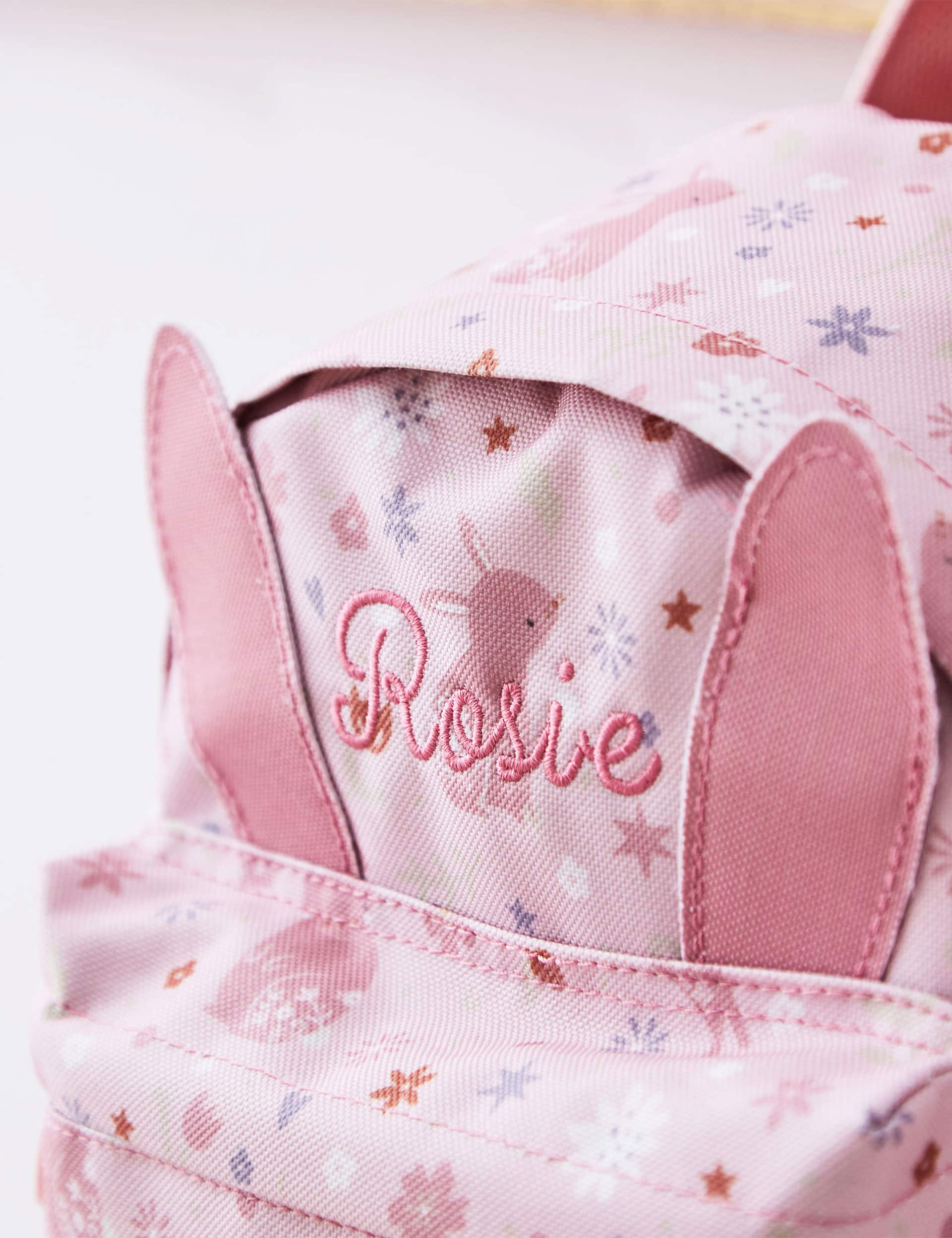 My 1St Years Girls Personalised Pink Bunny Mini Backpack with Ears, Pink