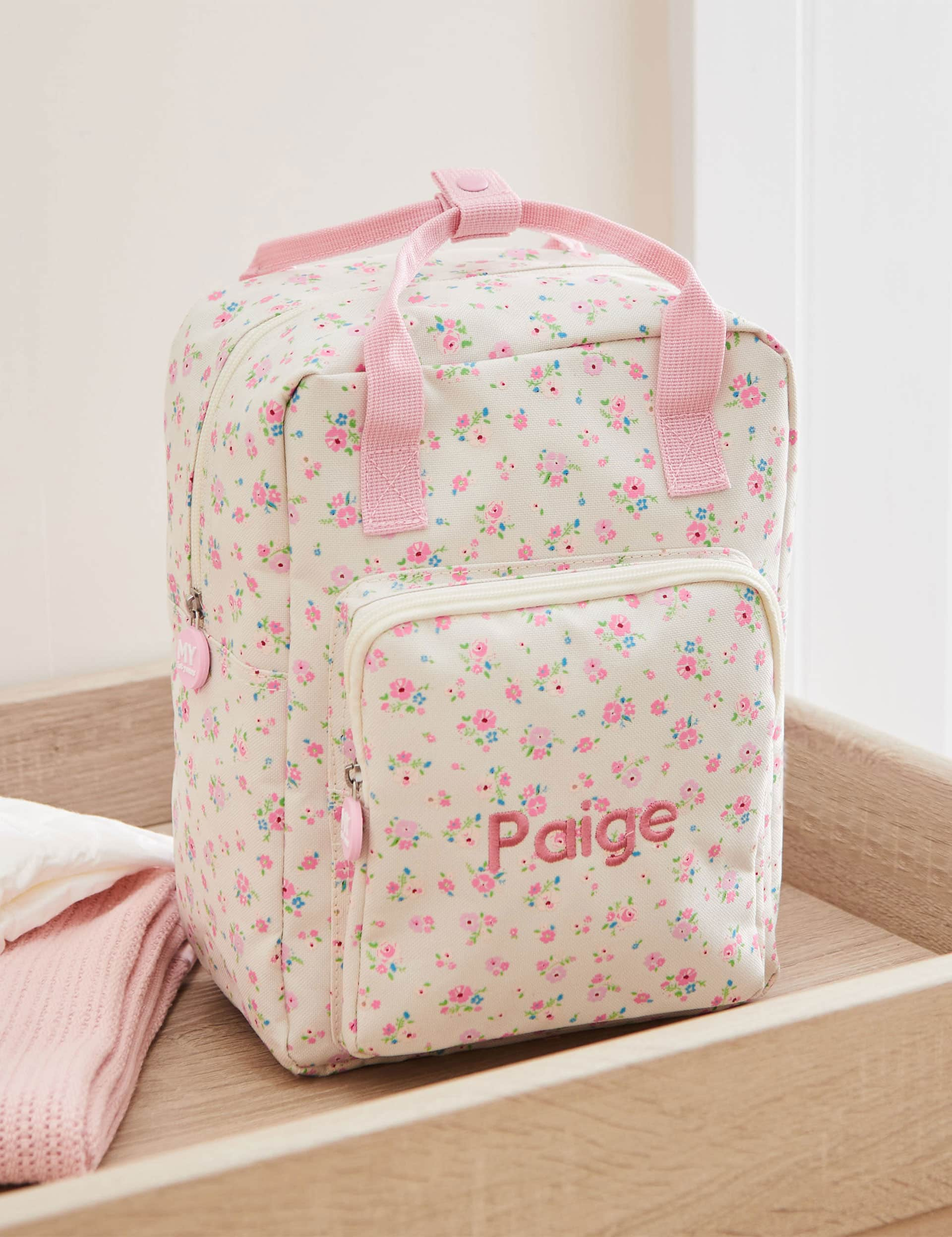 My 1St Years Girls Personalised Ditsy Print Medium Backpack - Pink, Pink