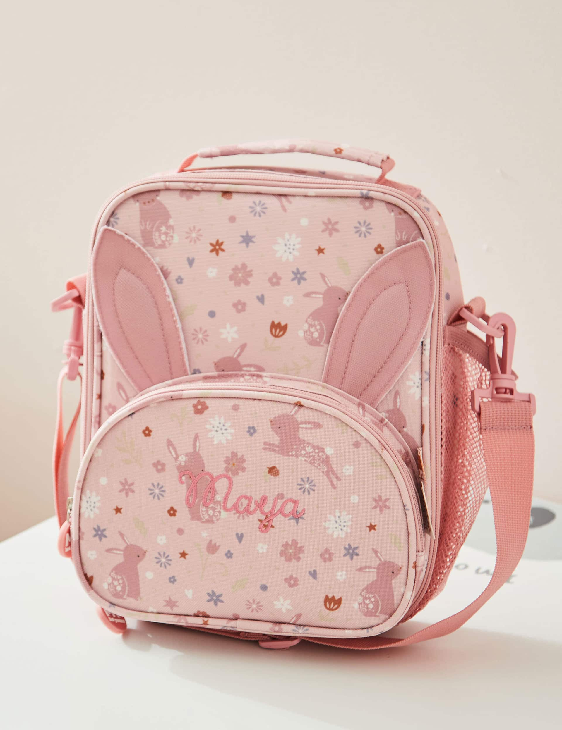 My 1St Years Girls Personalised Pink Bunny Lunch Bag, Pink