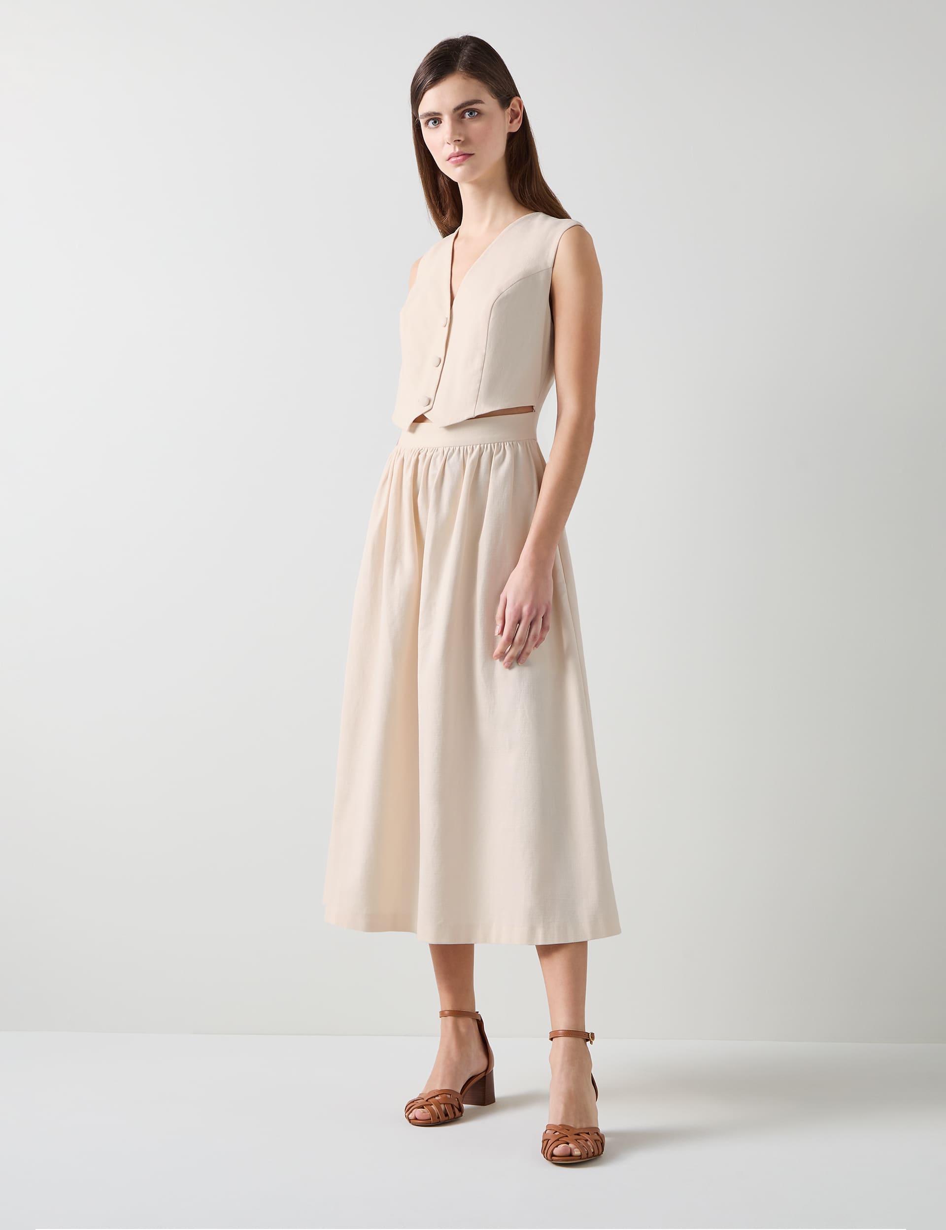 Lk Bennett Women's Cotton Rich V-Neck Midi Skater Dress