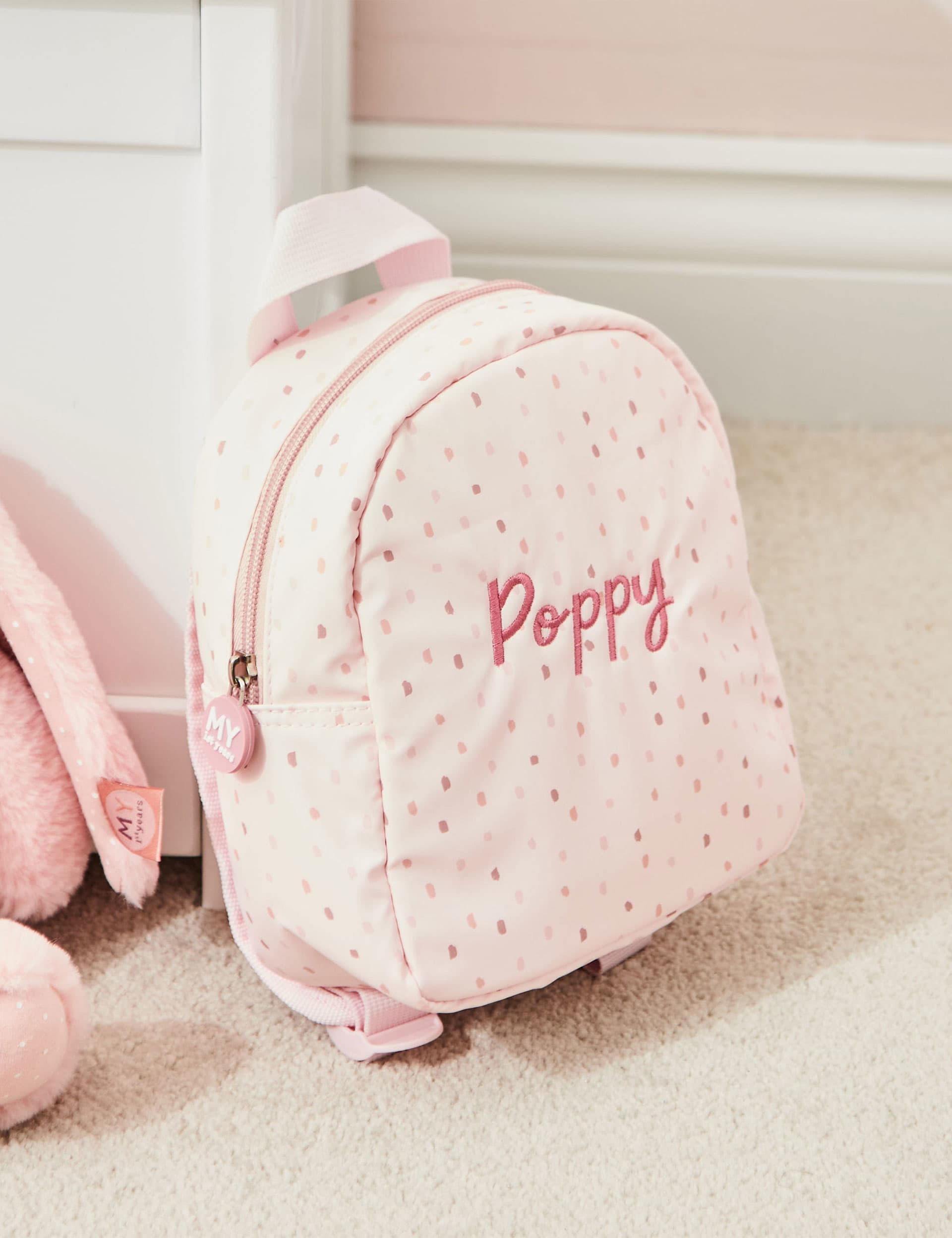 My 1St Years Boys Personalised Polka Dot Tiny Backpack - Pink, Pink