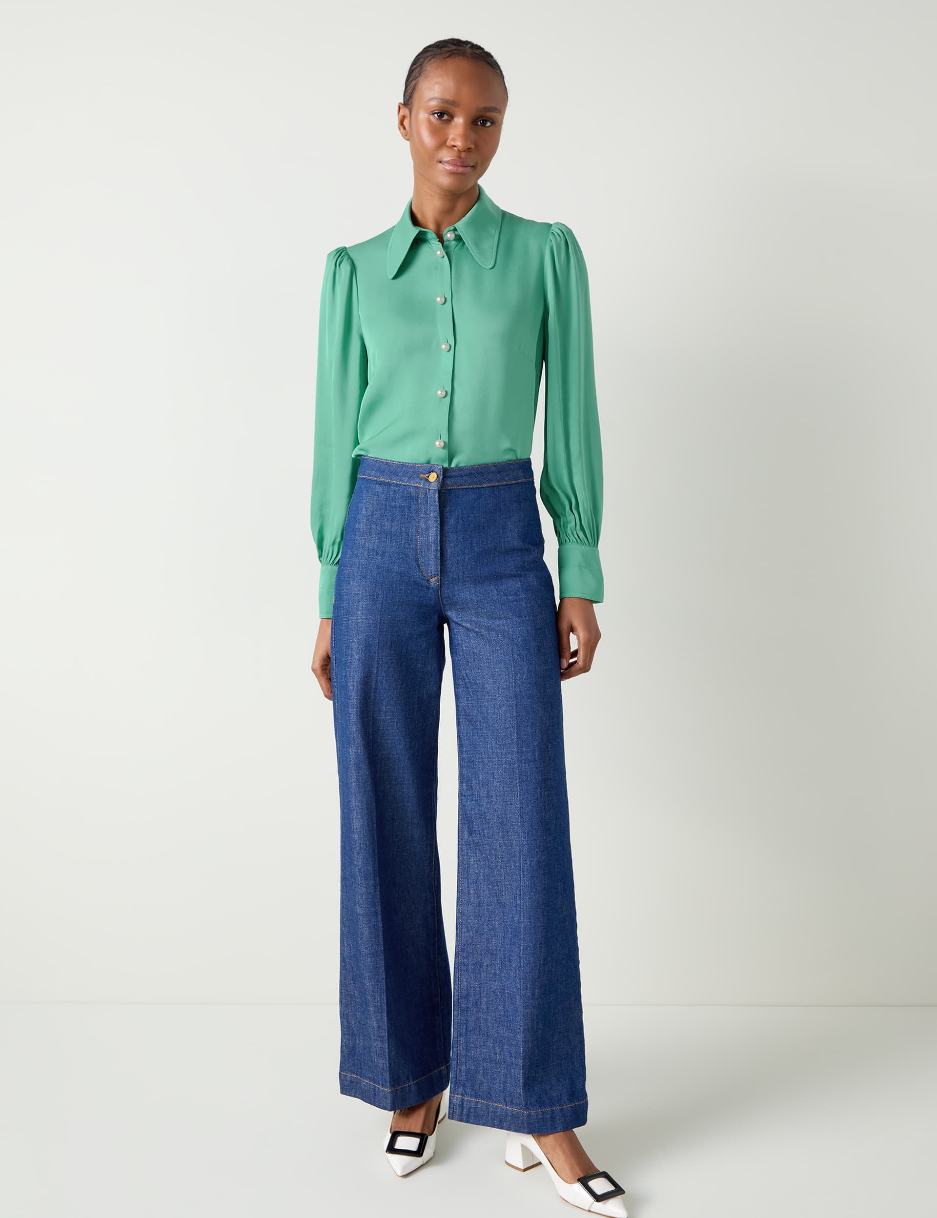 Lk Bennett Women's Satin Crepe Collared Blouse