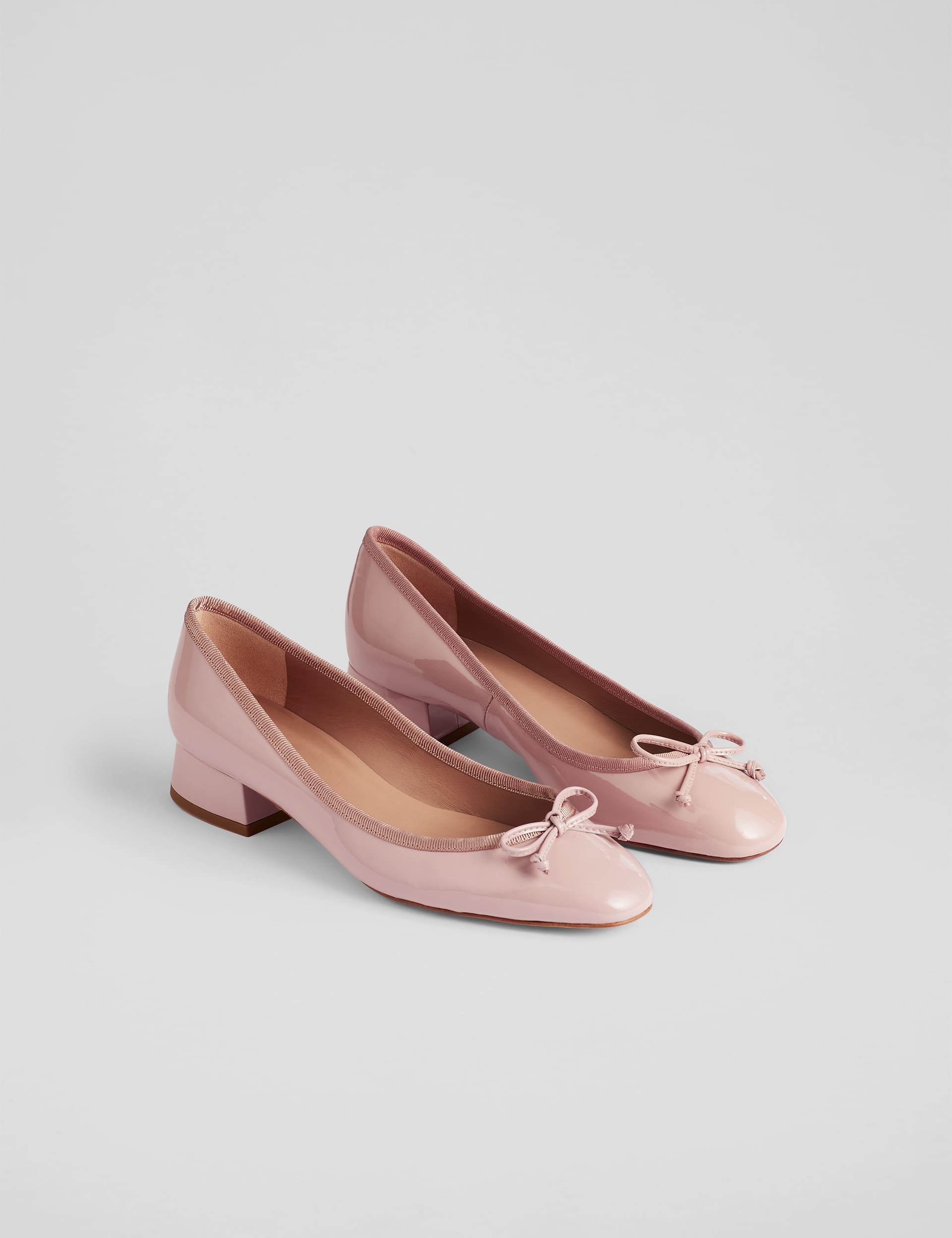 Lk Bennett Women's Leather Block Heel Ballet Pumps - 5 - Pink, Pink