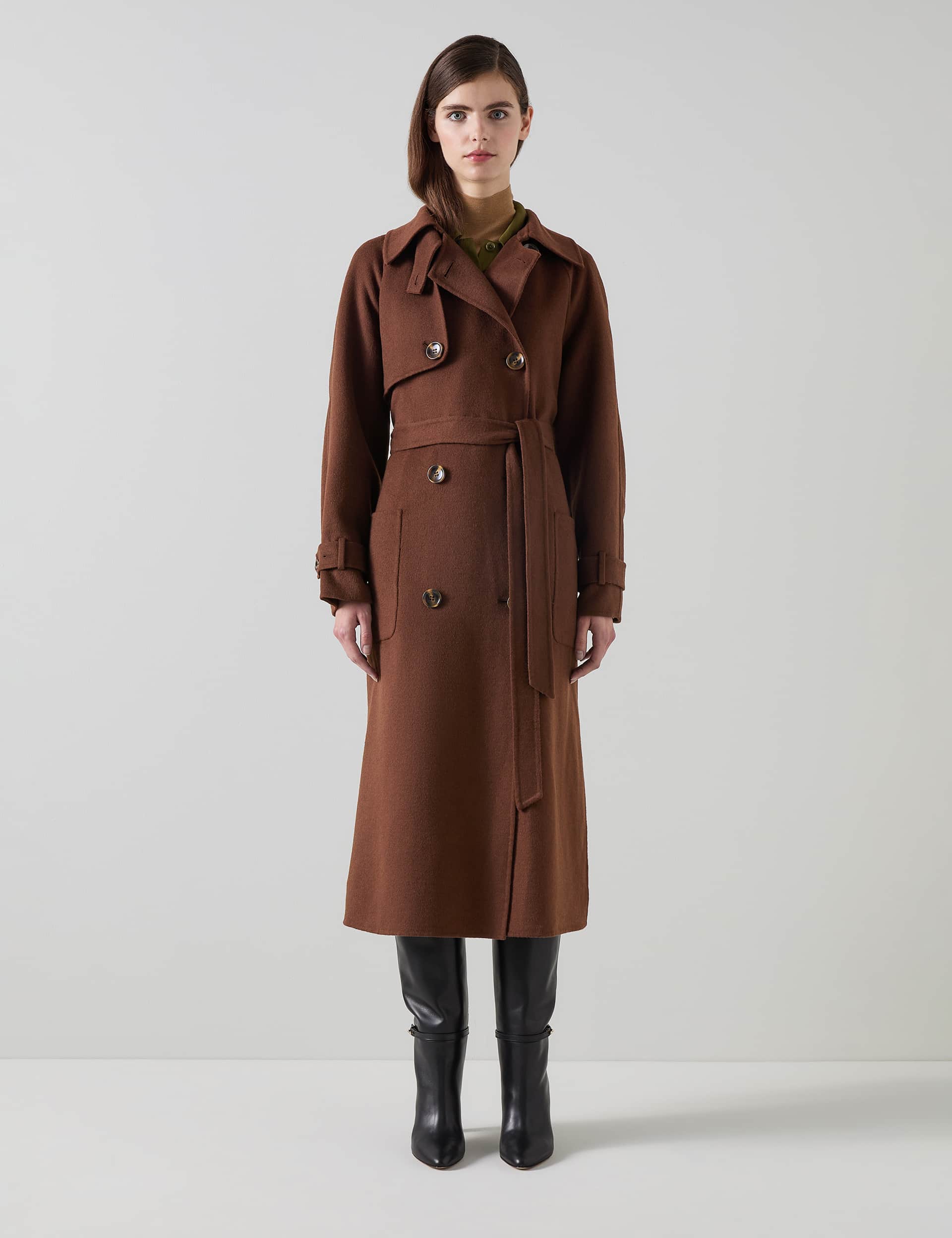 Lk Bennett Women's Wool Rich Relaxed Longline Trench Coat