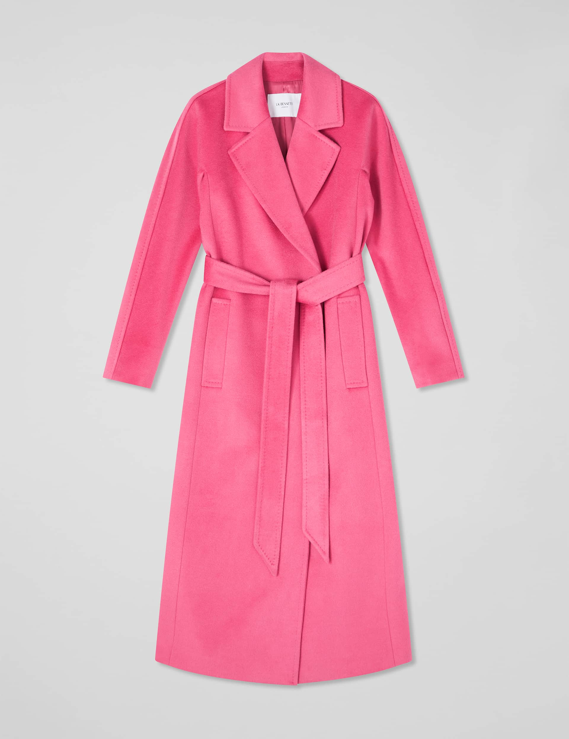 Lk Bennett Women's Pure Wool Longline Wrap Coat - 20PET - Pink, Pink