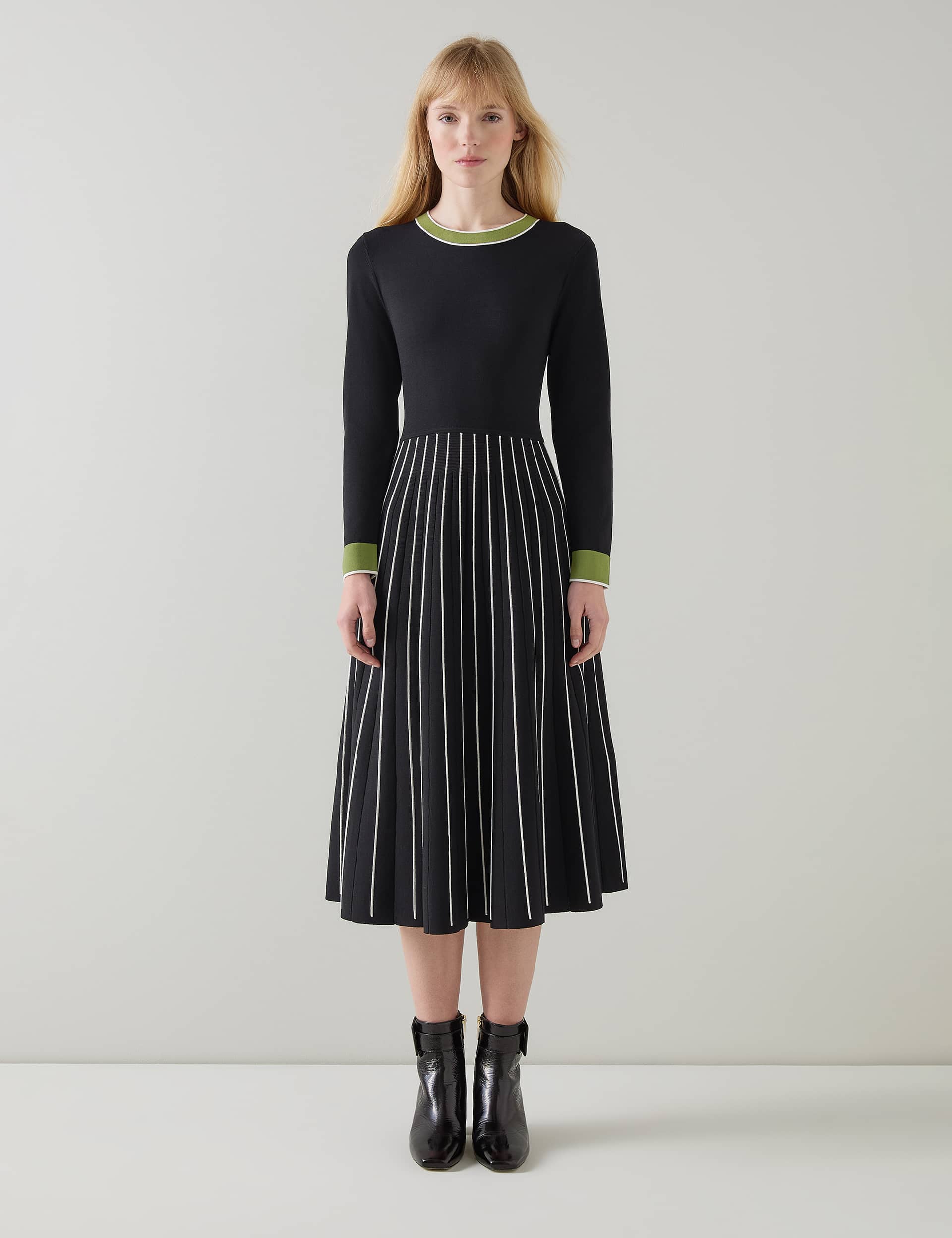 Lk Bennett Women's Colour Block Midi Skater Dress