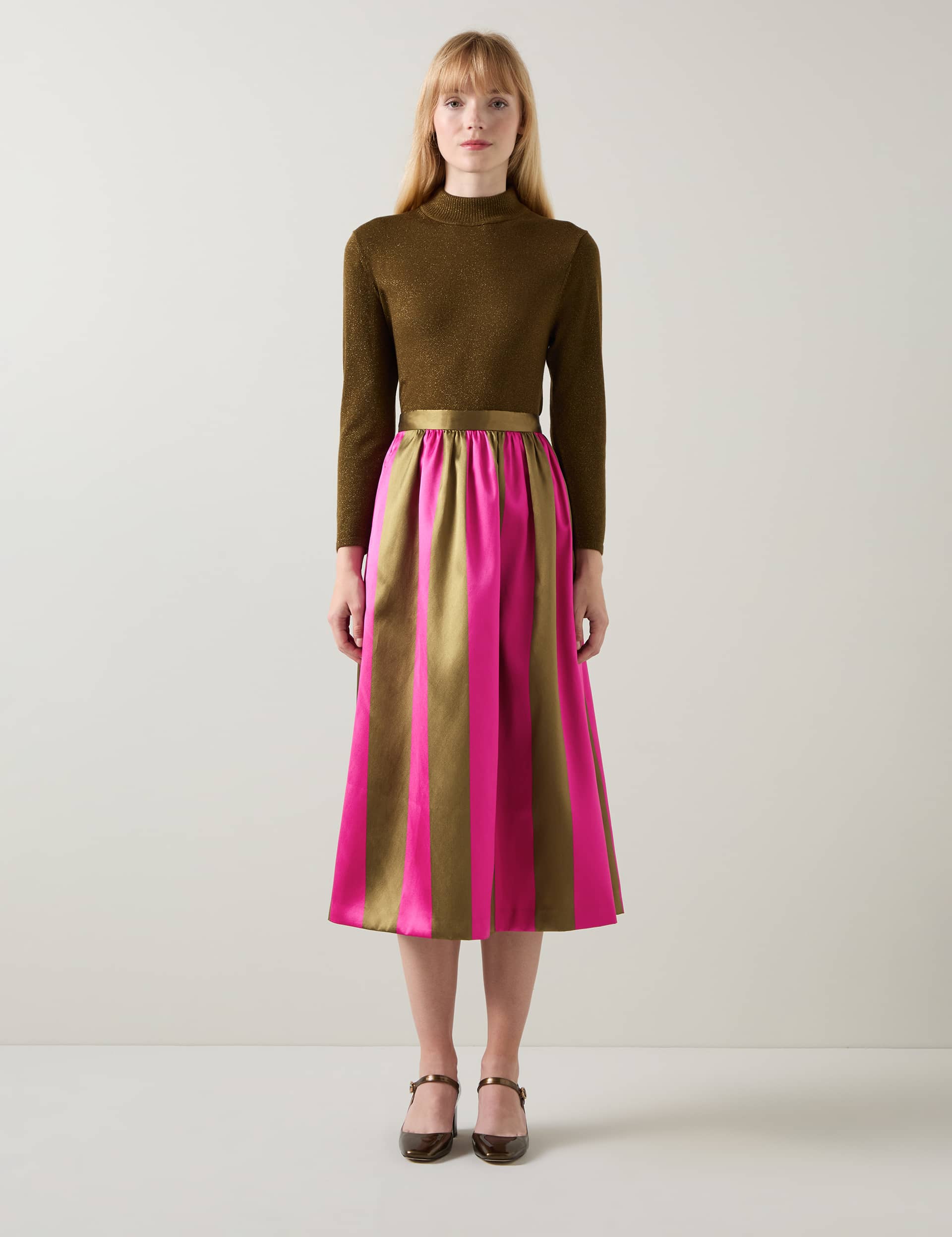 Lk Bennett Women's Striped Jacquard Midi A-Line Skirt