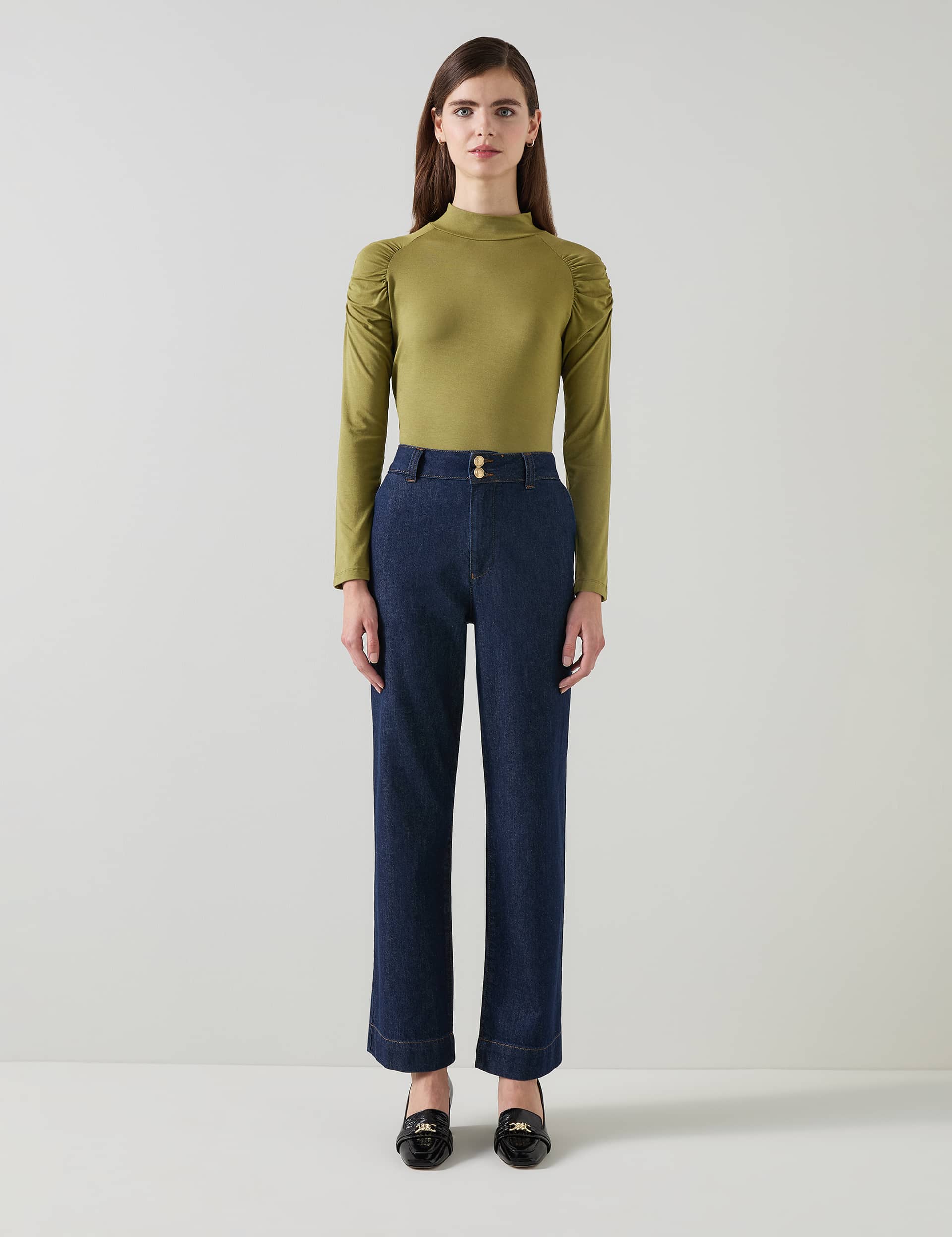 Lk Bennett Women's Jersey Roll Neck Gathered Top