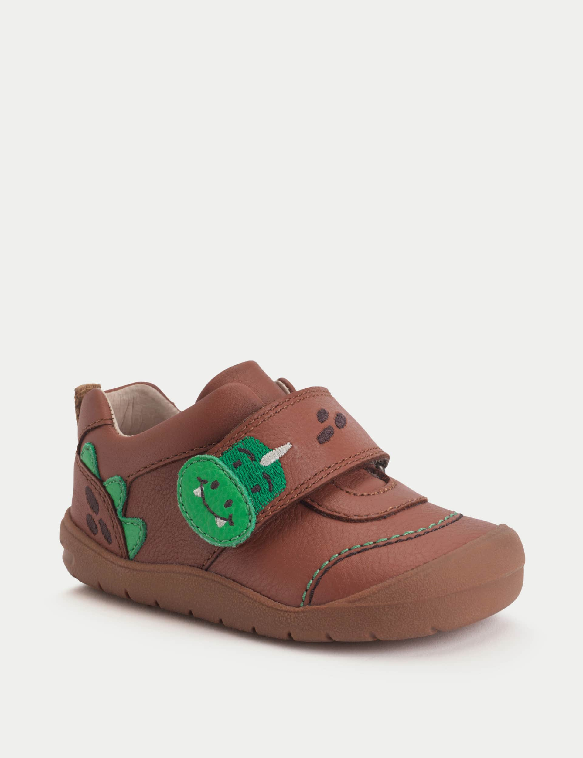 Start-Rite Kids Leather Riptape Dino Trainers (4 Small - 6 Small) - 4.5 SSTD - Tan, Tan