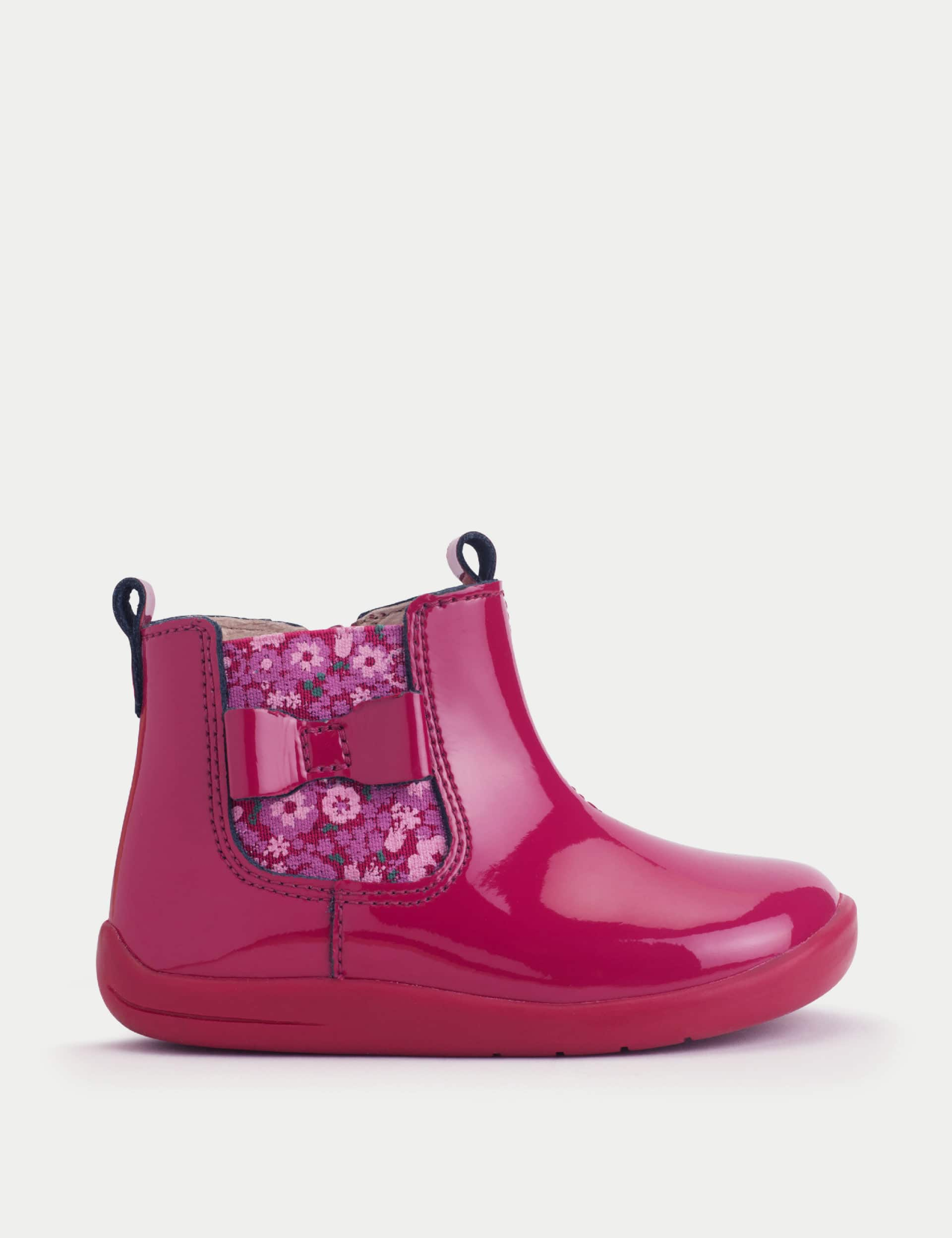 Start-Rite Kids Patent Floral Chelsea Boots (4 Small - 8 Small) - 4SWDE - Red, Red