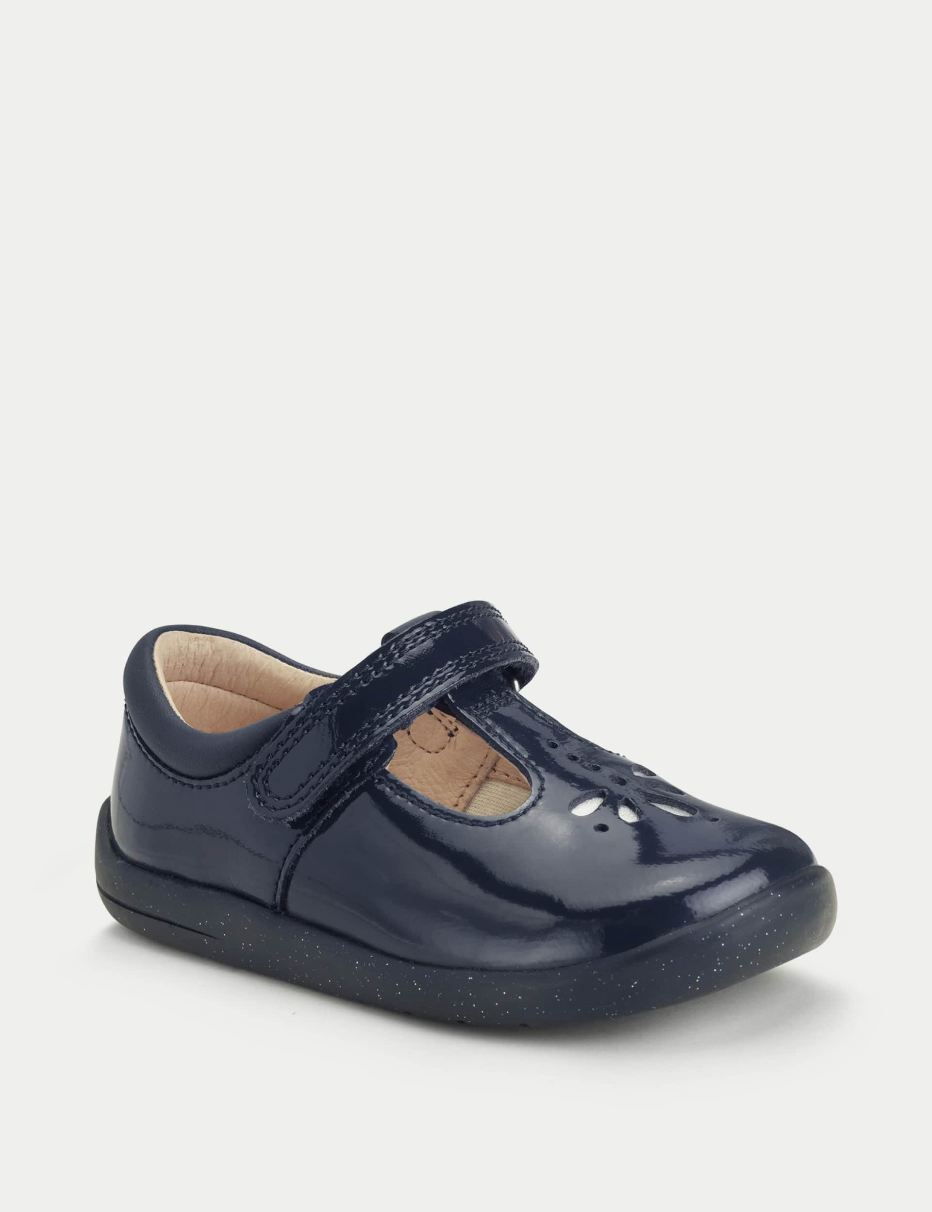 Start-Rite Kids Patent Riptape T-Bar Shoes (4 Small - 8 Small) - 5.5 SSTD - Navy, Navy