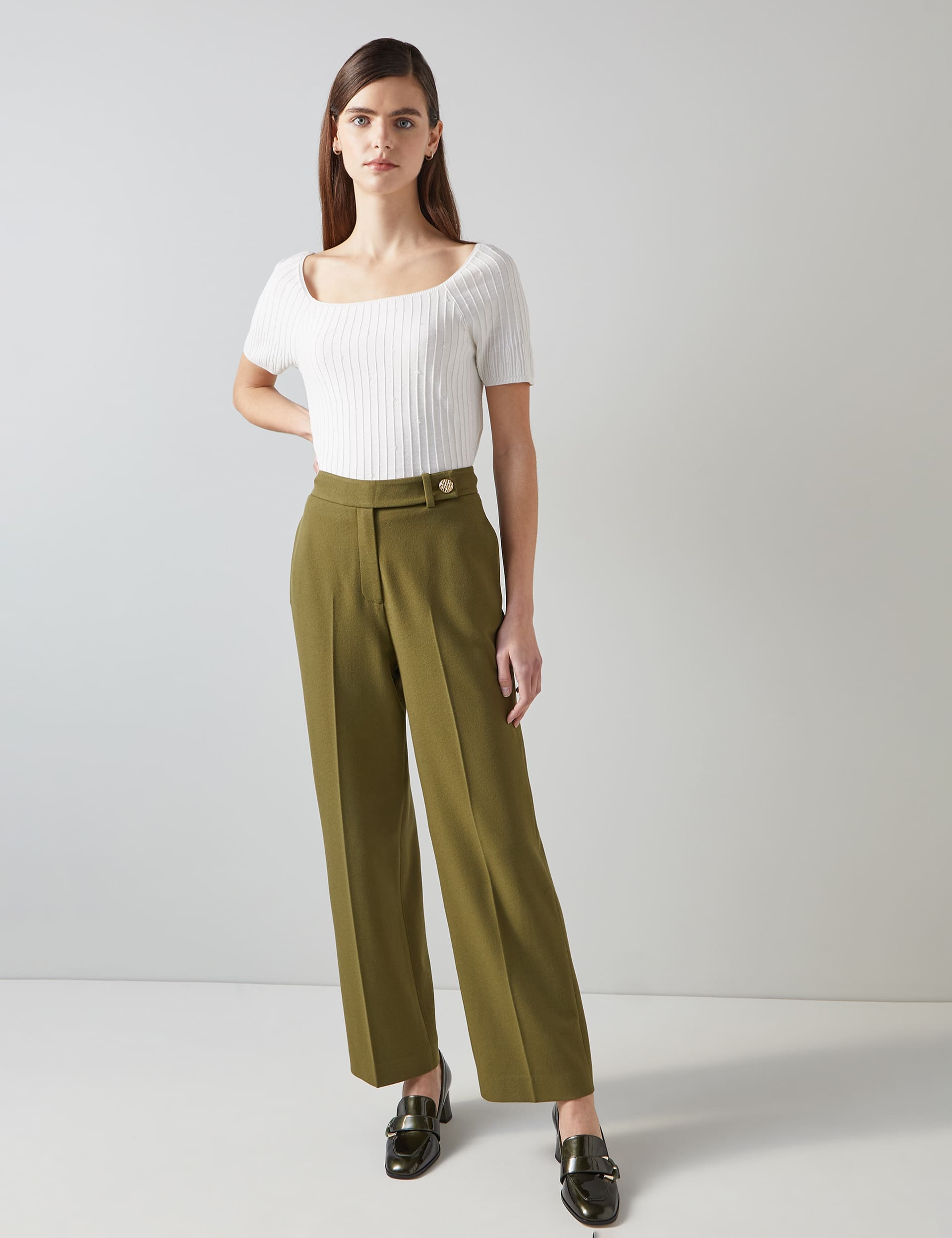 Lk Bennett Women's Straight Leg Cropped Trousers - 10REG - Green, Green