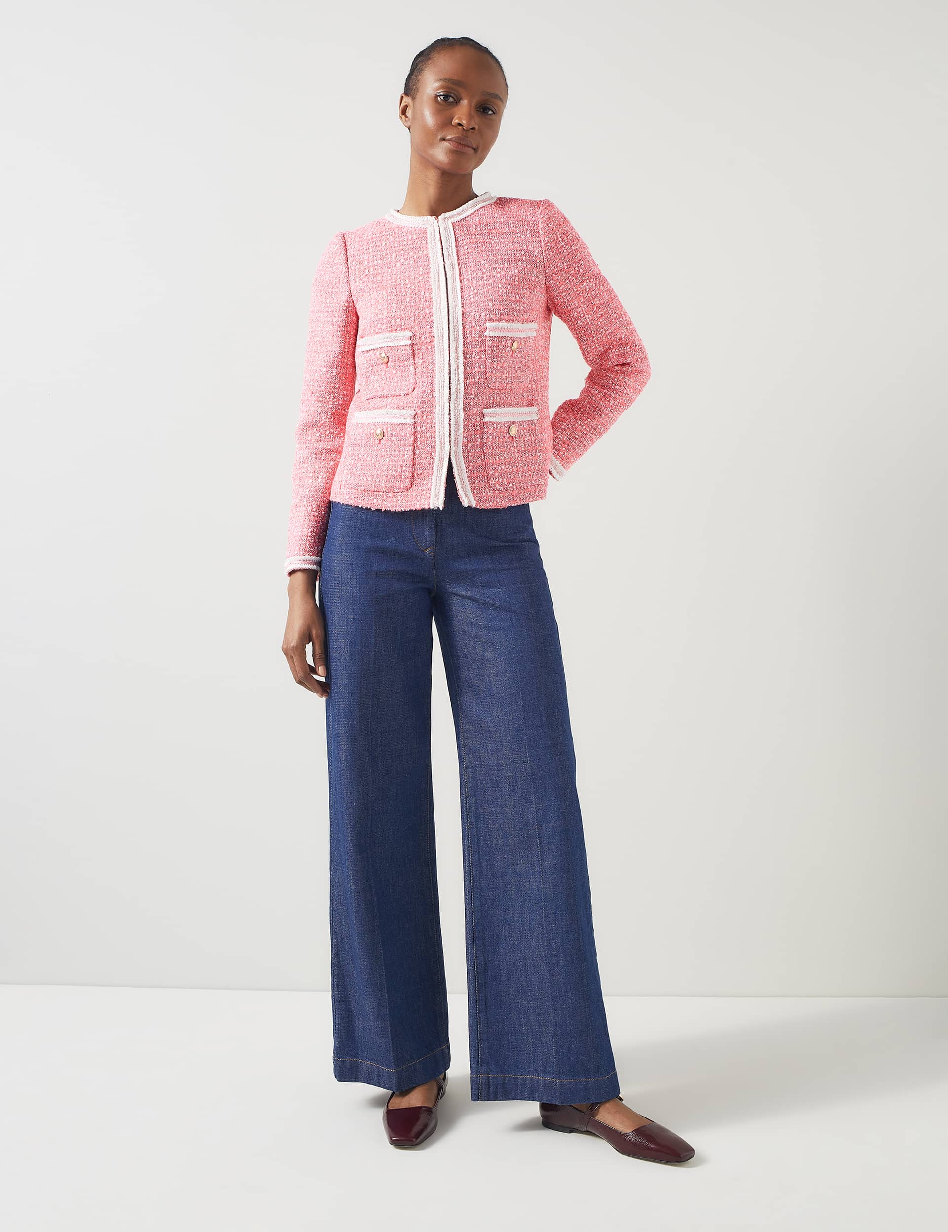 Lk Bennett Women's Tweed Collarless Short Jacket