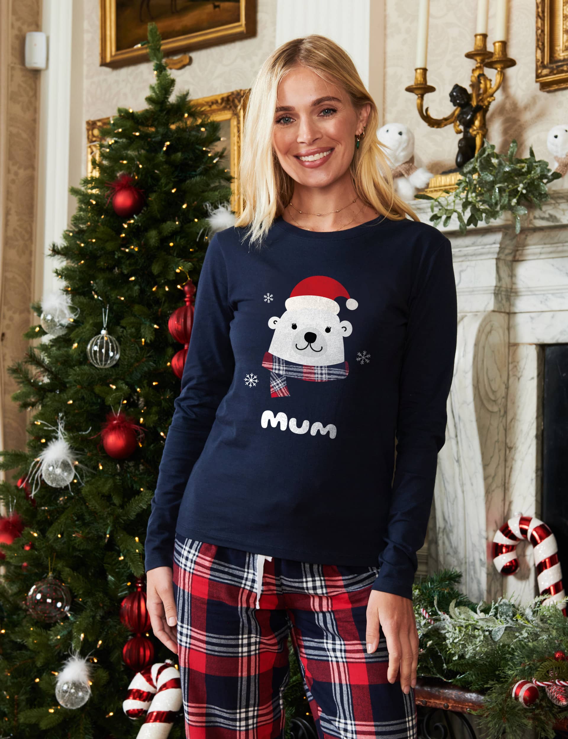 Dollymix Personalised Women's Polar Bear Pyjamas - Navy, Navy