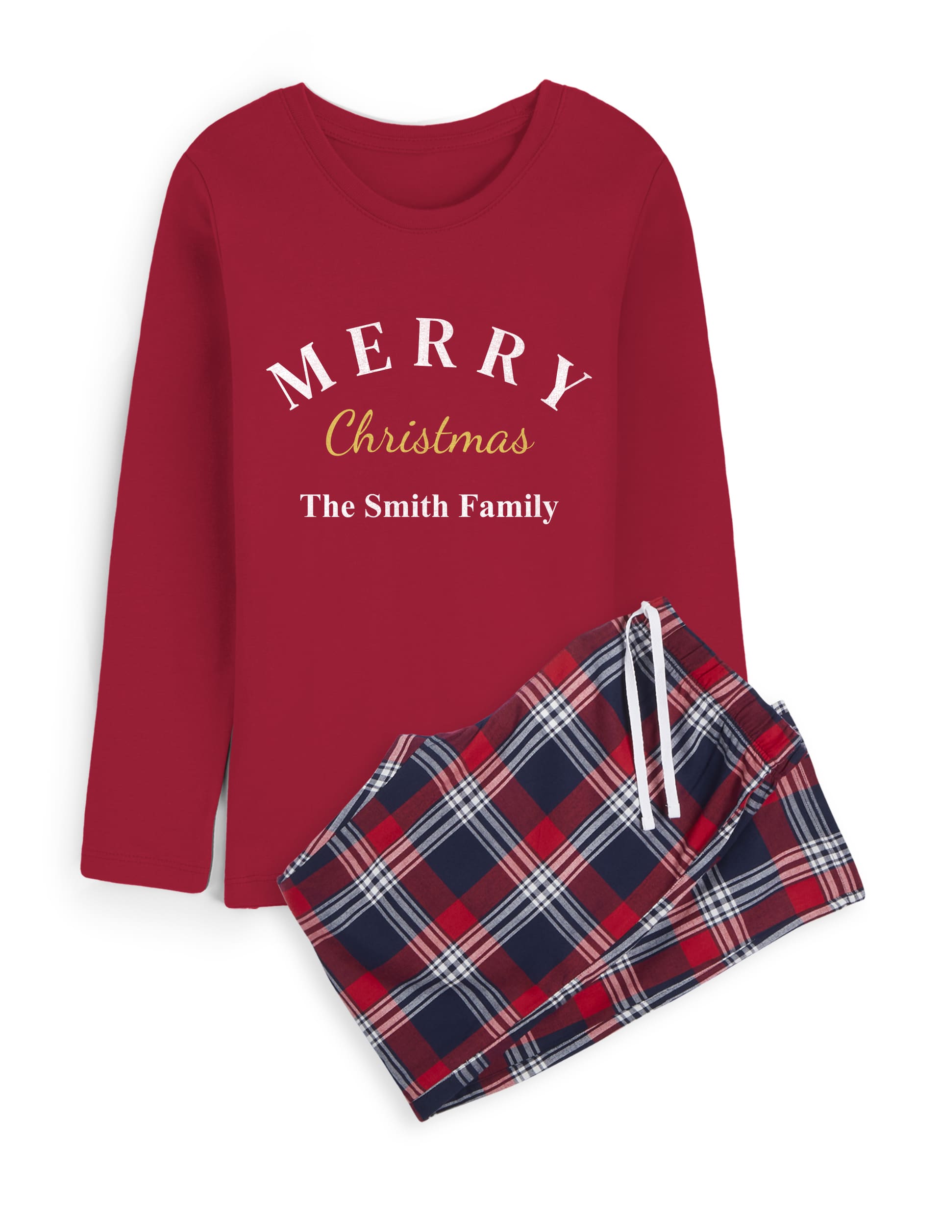 Dollymix Personalised Women's Christmas Pyjamas - XL - Red, Red