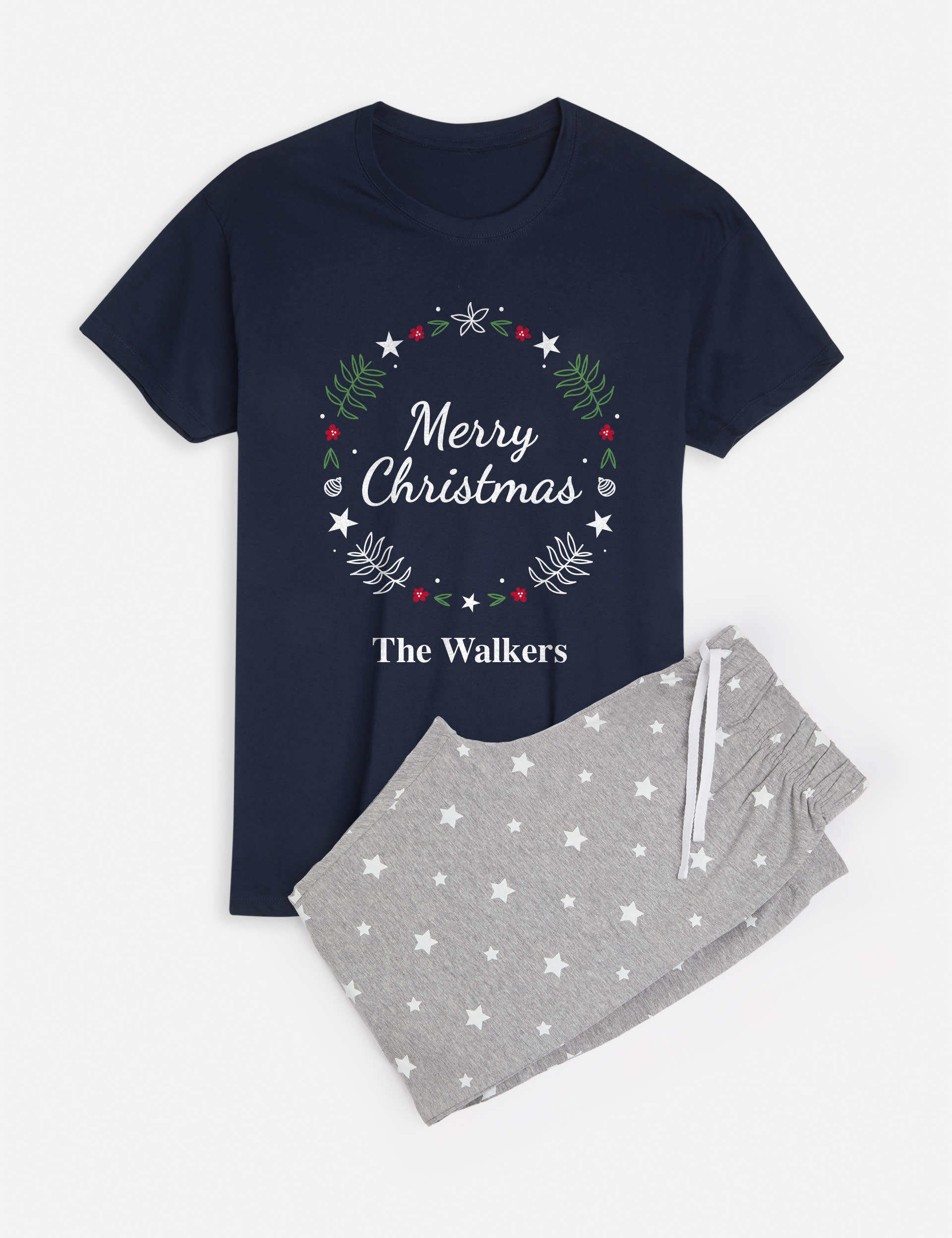 Dollymix Women's Personalised Wreath Pyjamas - Navy, Navy