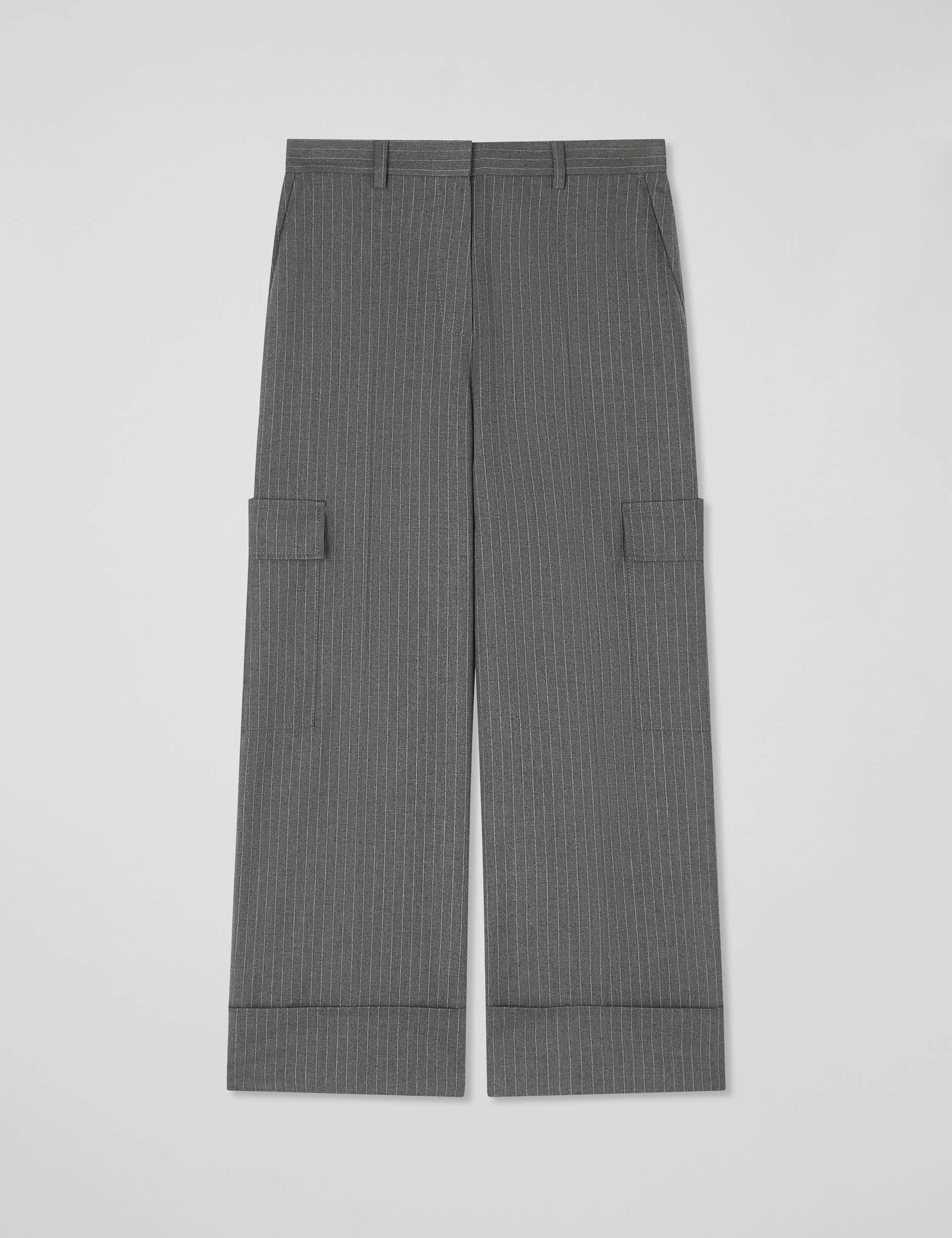 Lk Bennett Women's Cargo Pinstripe Wide Leg Trousers - 12 - Grey, Grey