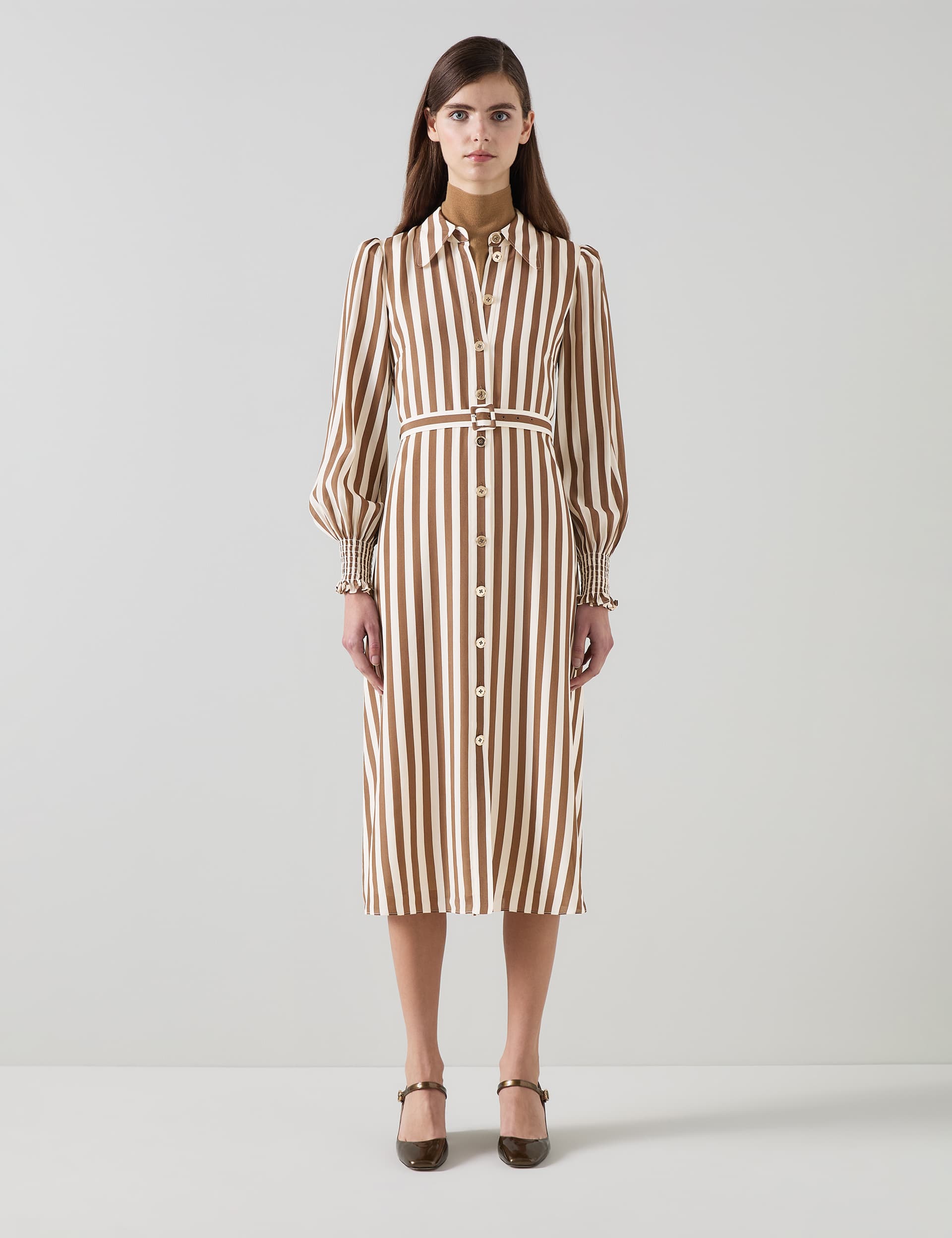 Lk Bennett Women's Striped Midi Shirt Dress