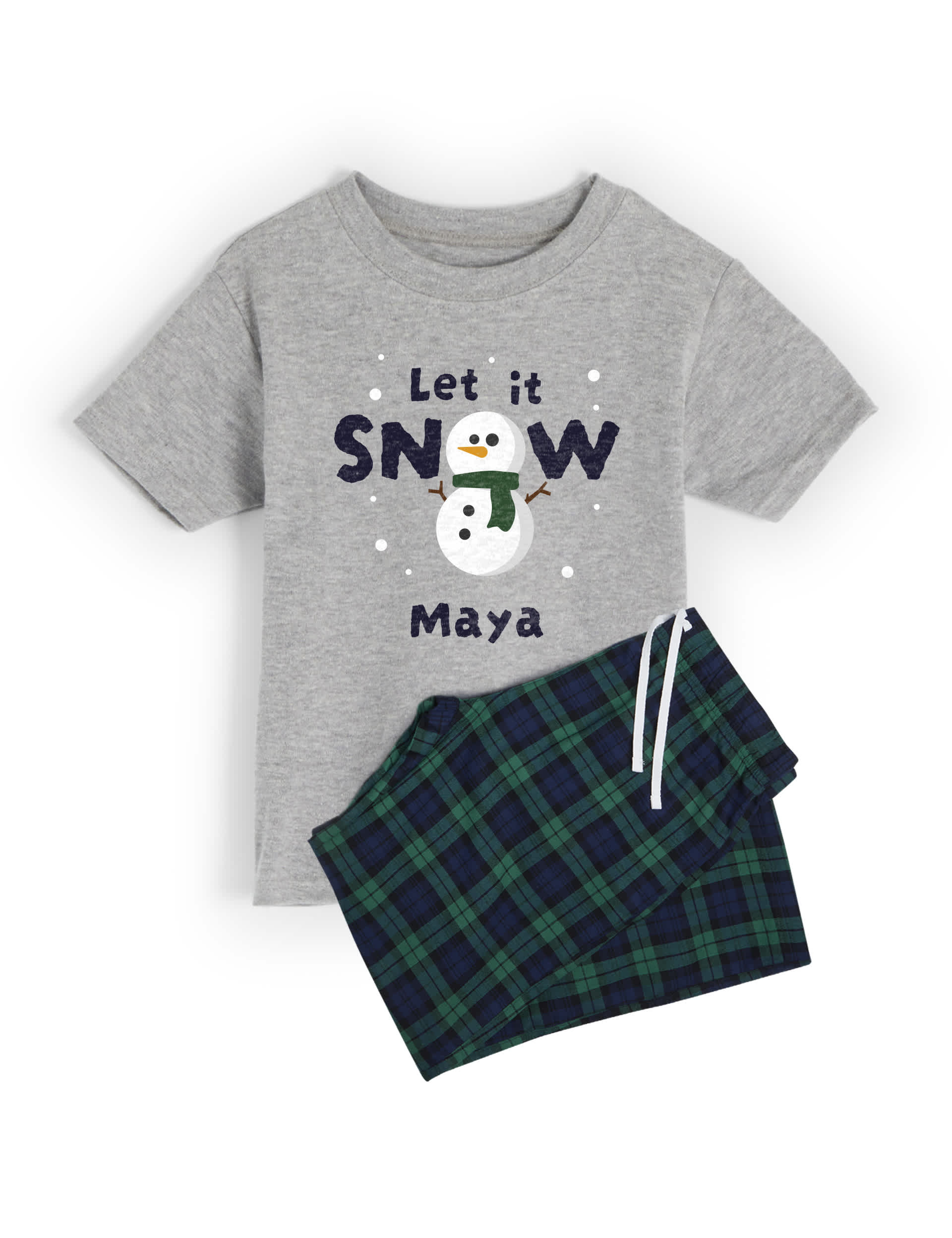 Dollymix Personalised Baby Snowman Family Pyjamas - 18-24 - Grey, Grey