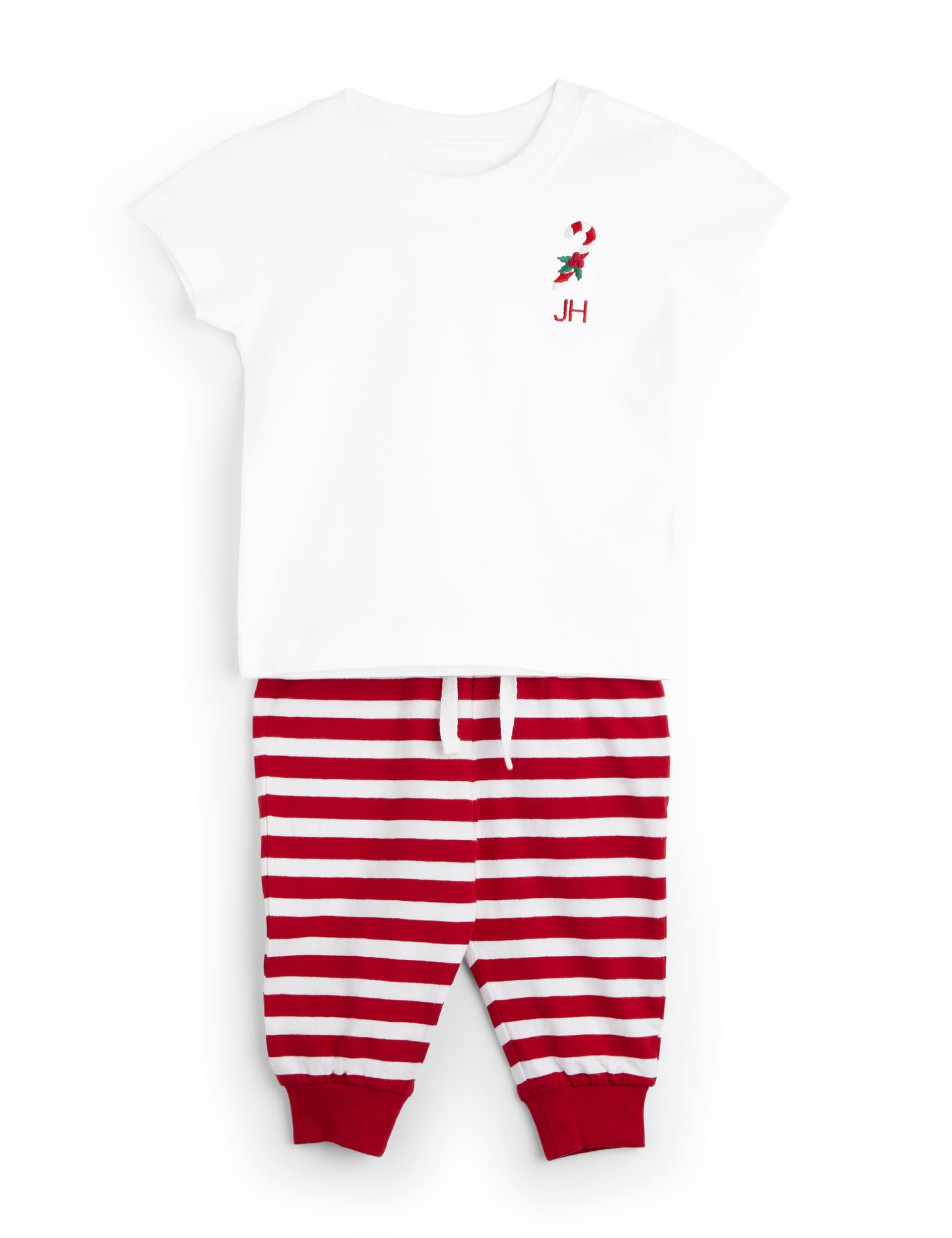 Dollymix Personalised Baby Candy Cane Family Pyjamas - 12-18 - White, White