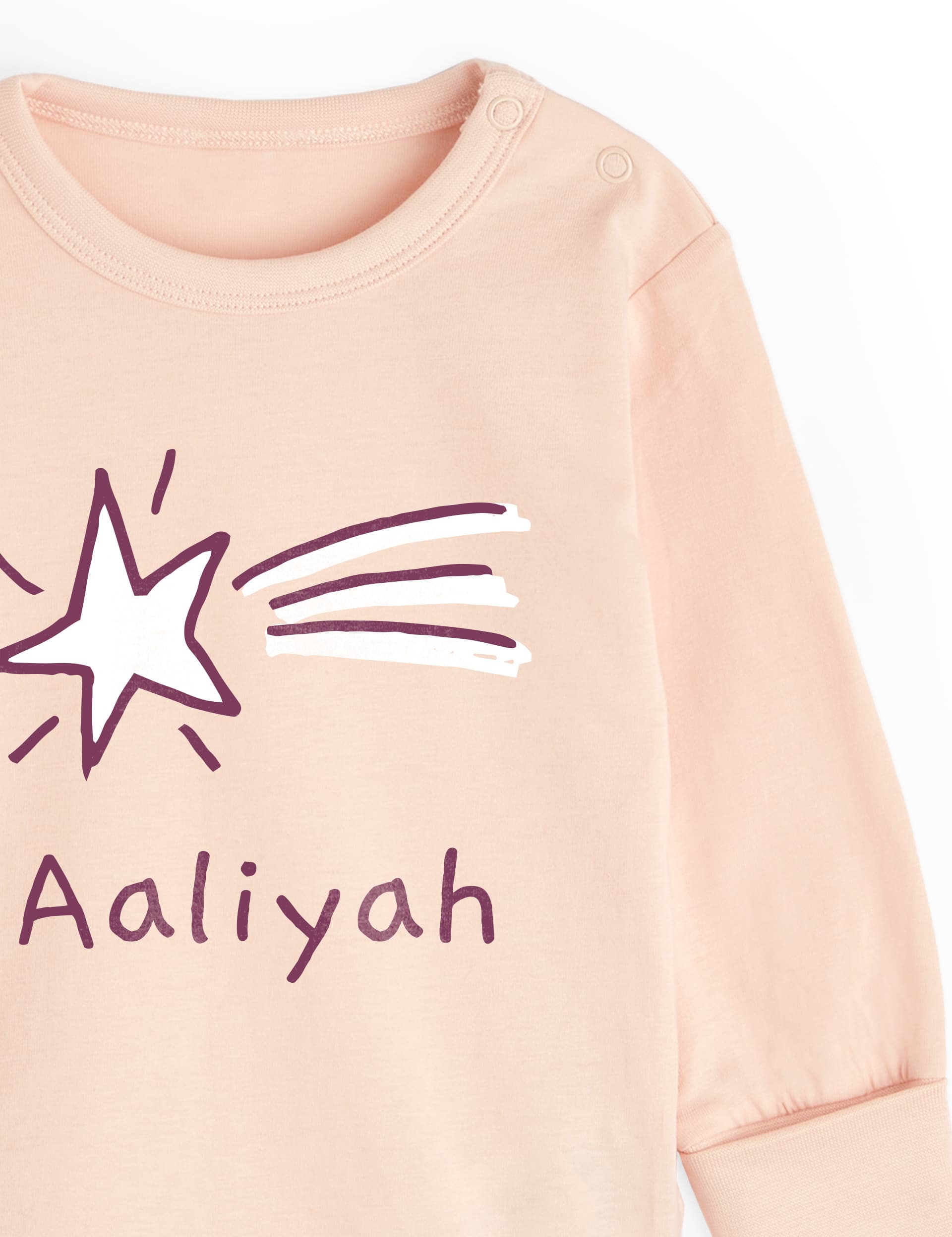 Dollymix Girls Personalised Star Pyjamas (6 Mths - 3 Yrs) - 6-12M - Pink Mix, Pink Mix