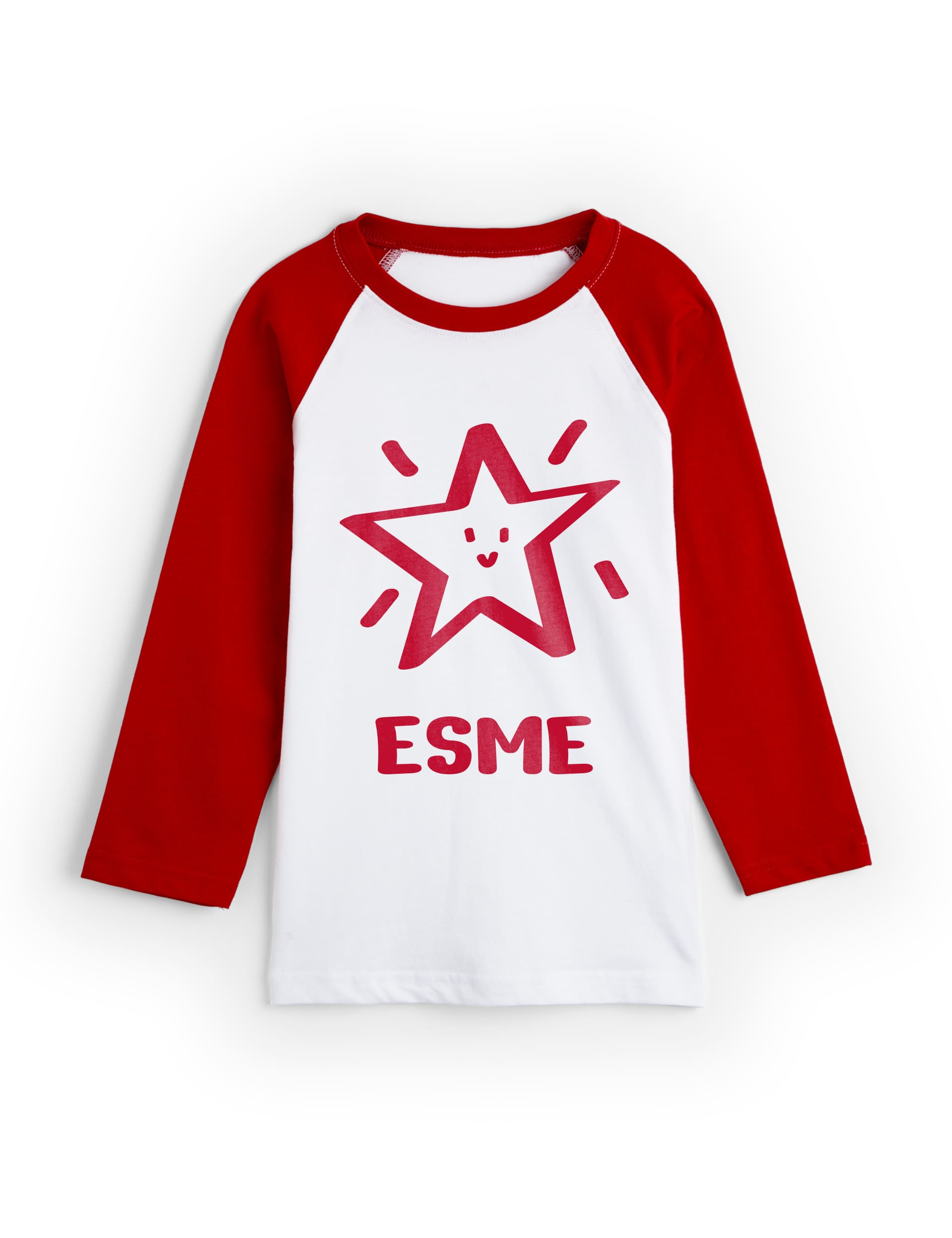 Dollymix Girls Personalised Star T-Shirt (0-4 Yrs) - 6-12M - Red Mix, Red Mix