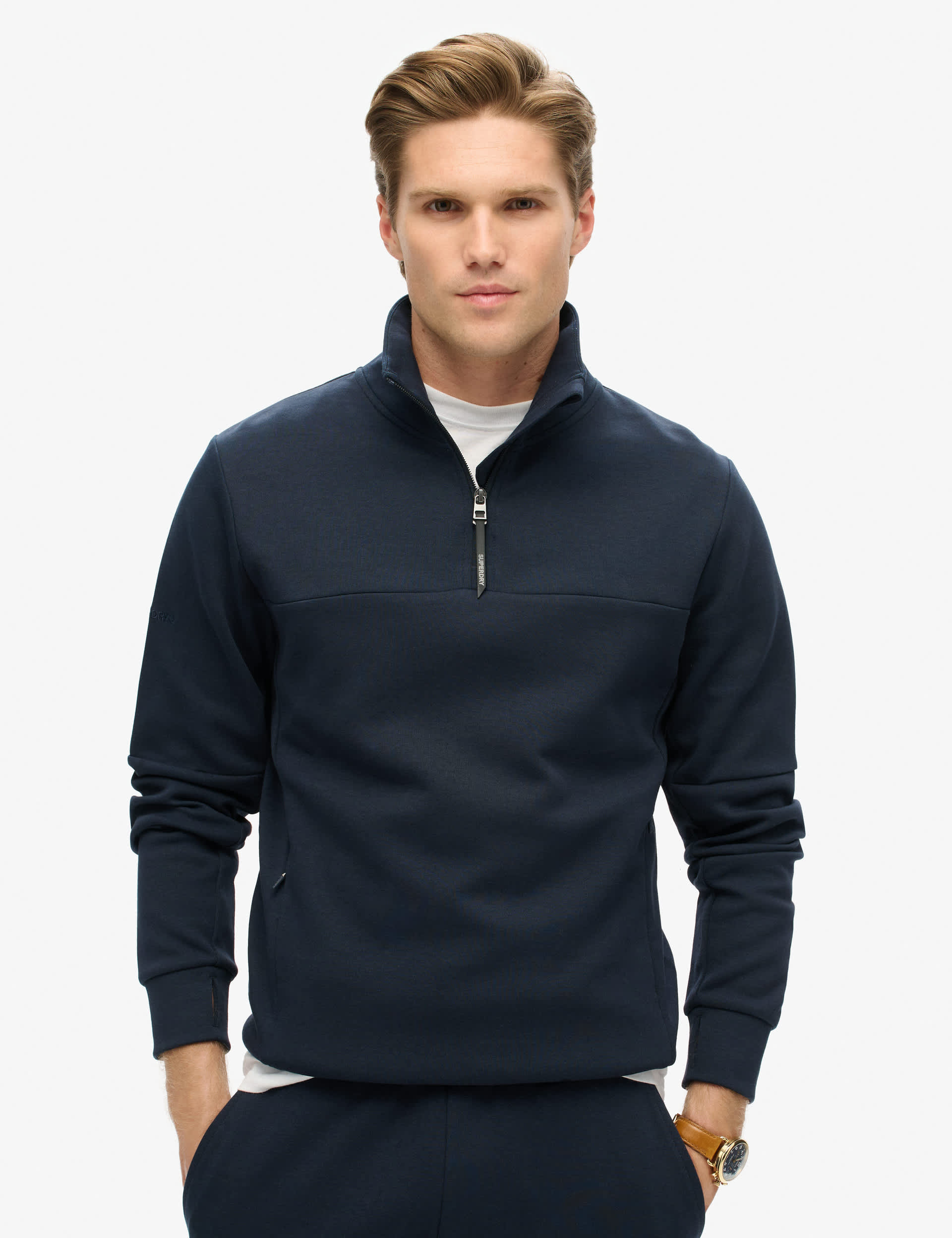 Superdry Men's Cotton Rich Half Zip Sweatshirt - XL - Navy, Navy