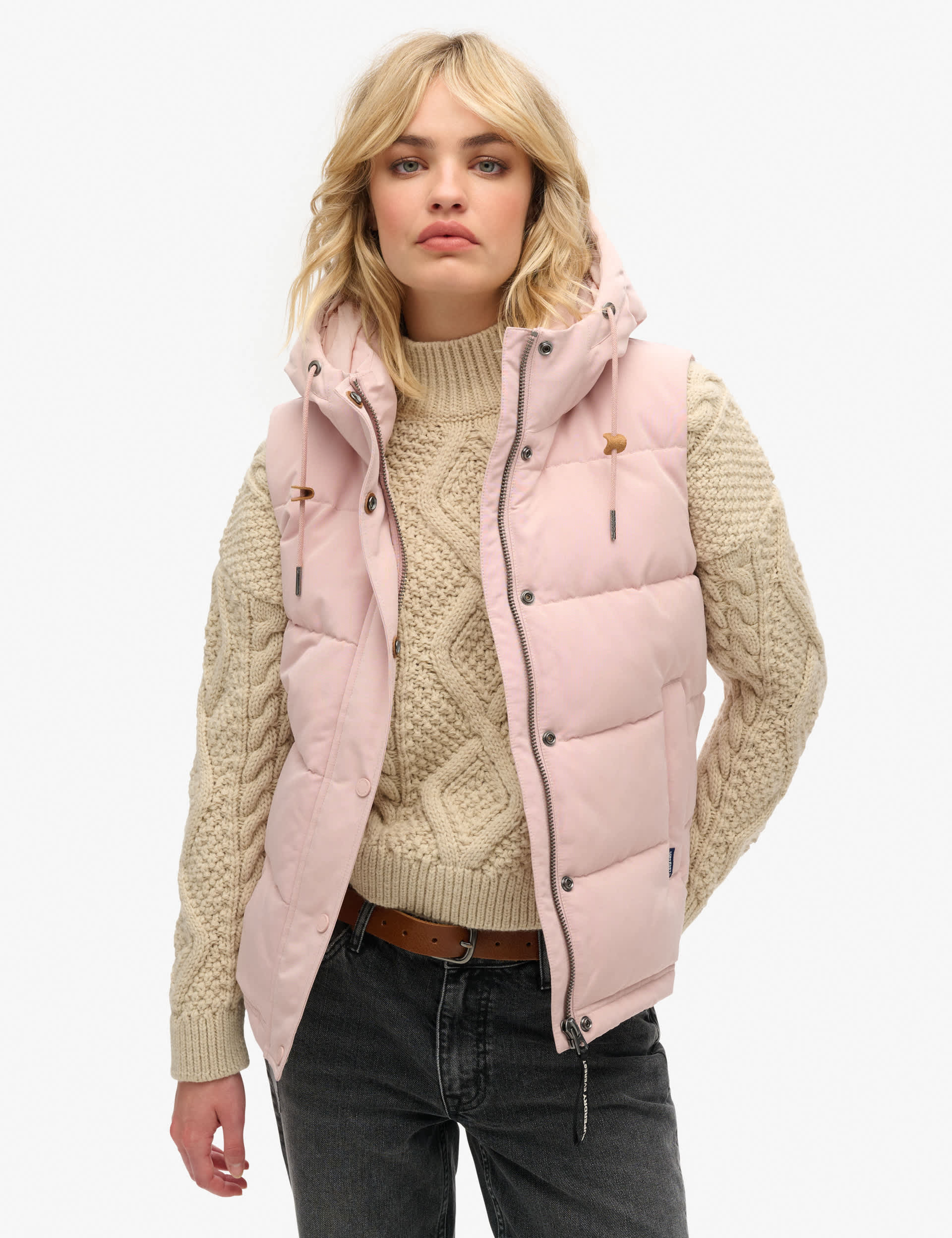 Superdry Women's Hooded Puffer Gilet - 10 - Pink, Pink