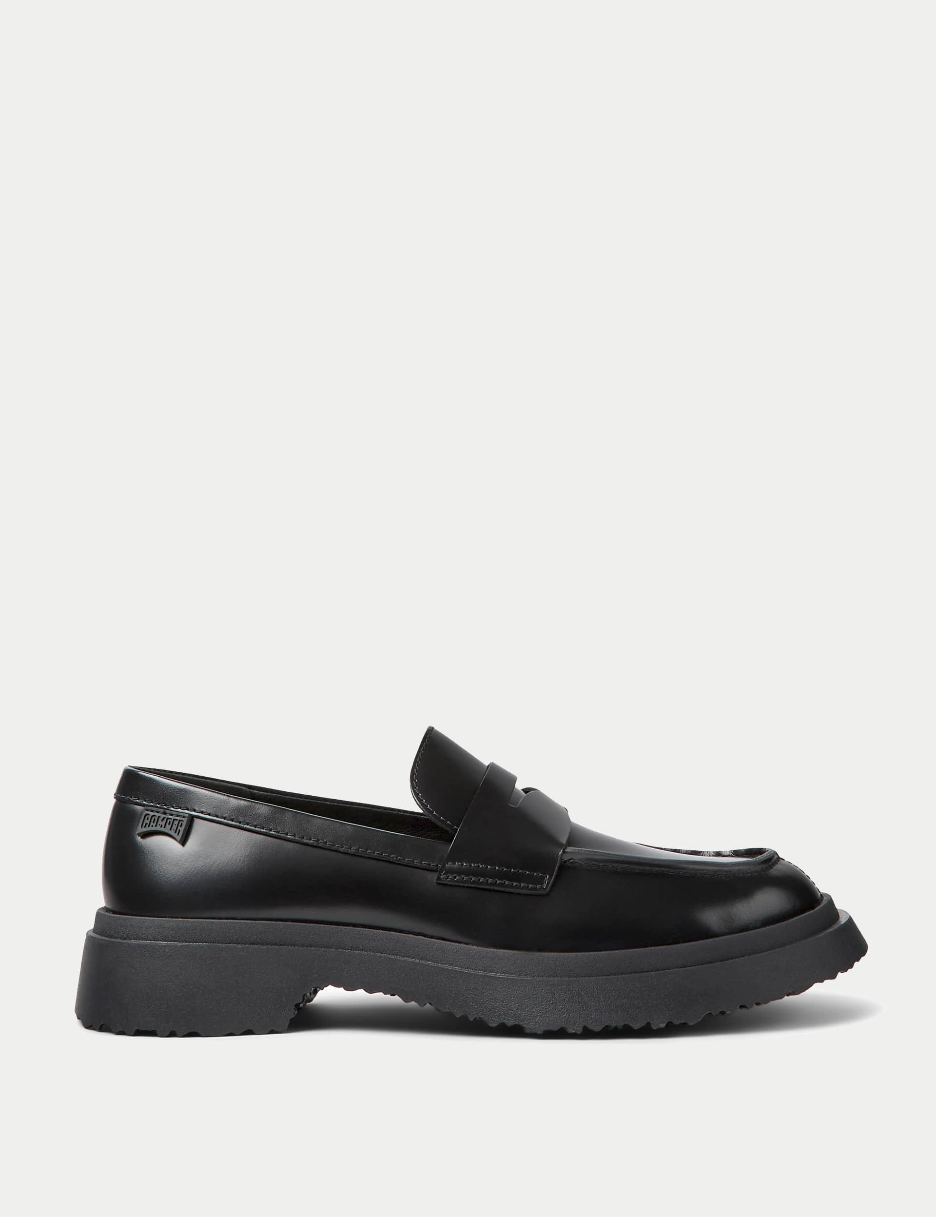 Camper Women's Leather Flat Loafers - 7 - Black, Black