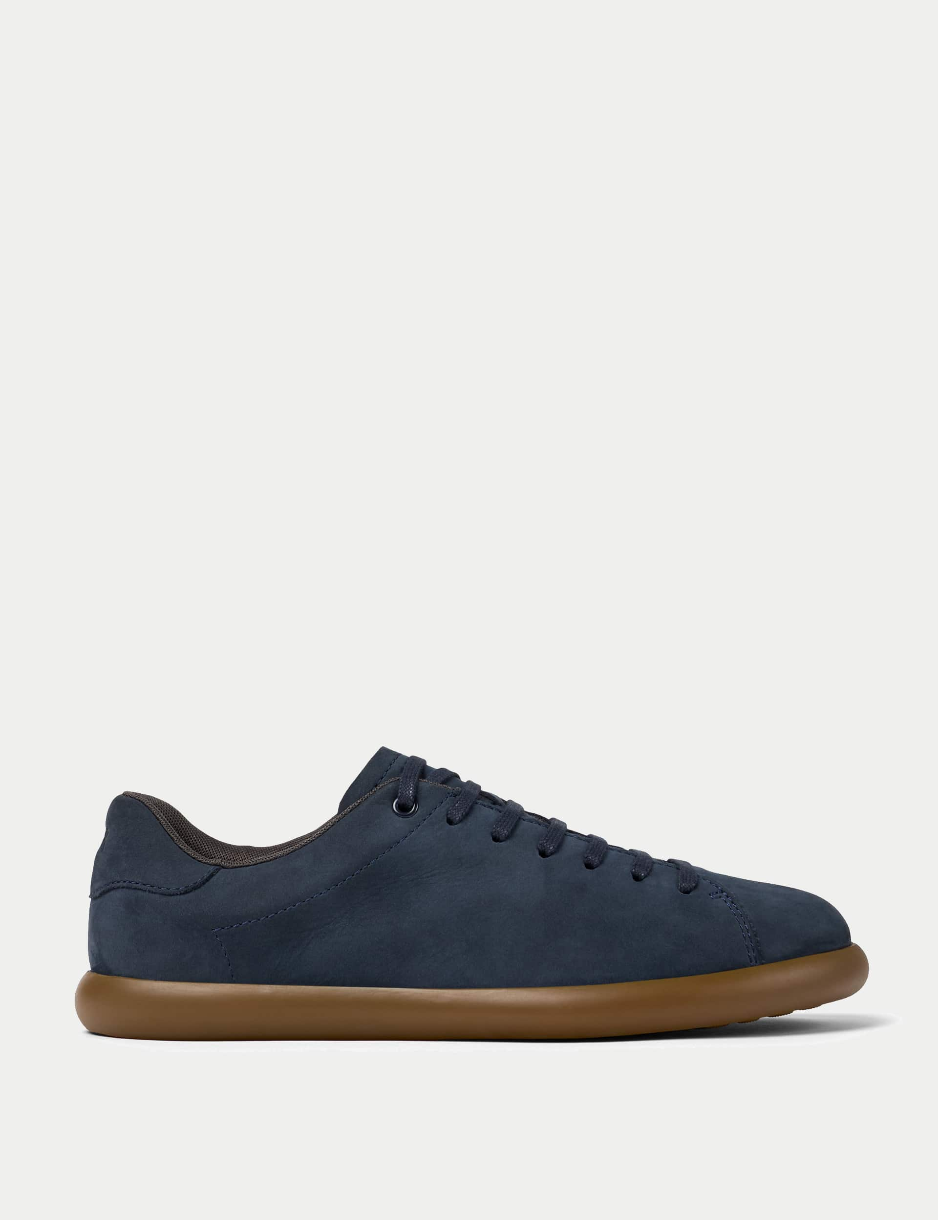 Camper Men's Nubuck Lace Up Trainers - 8 - Navy, Navy,Dark Green