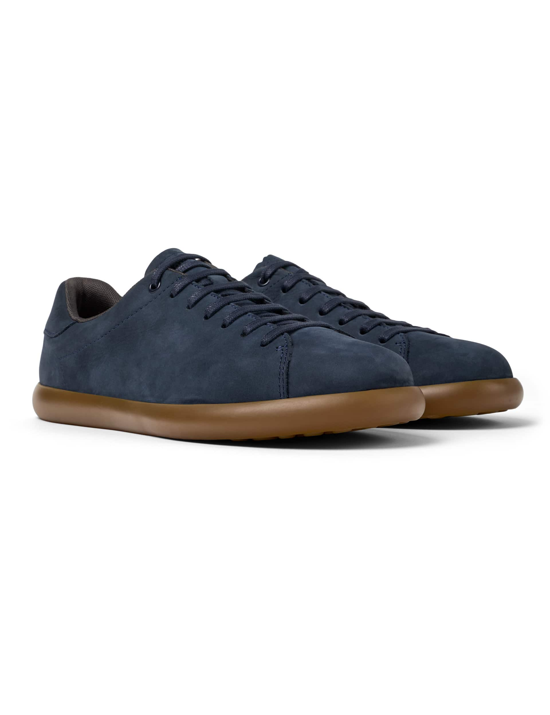 Camper Men's Nubuck Lace Up Trainers - 8 - Navy, Navy,Dark Green