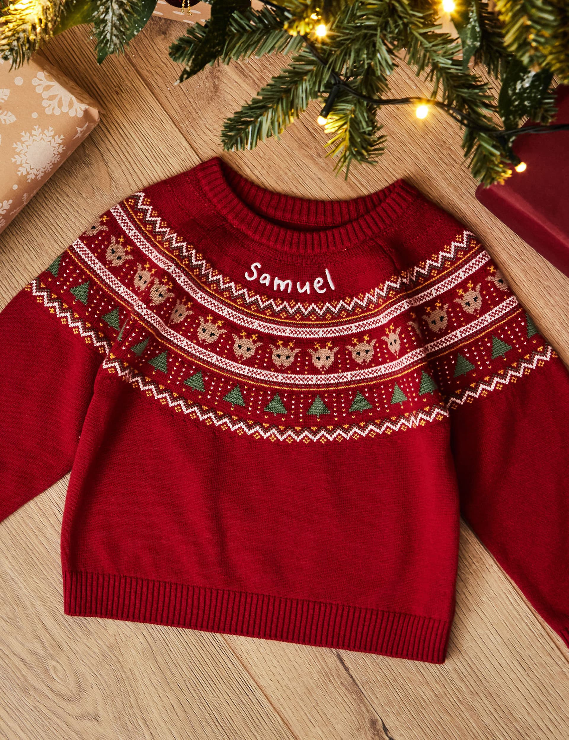 My 1St Years Boys Personalised Red Christmas Jumper - 2-3 Y - Red Mix, Red Mix